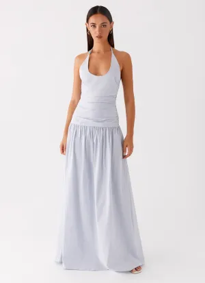 Cristina Halter Maxi Dress - Cornflower Blue Smart Comfort Magnetic-Closure