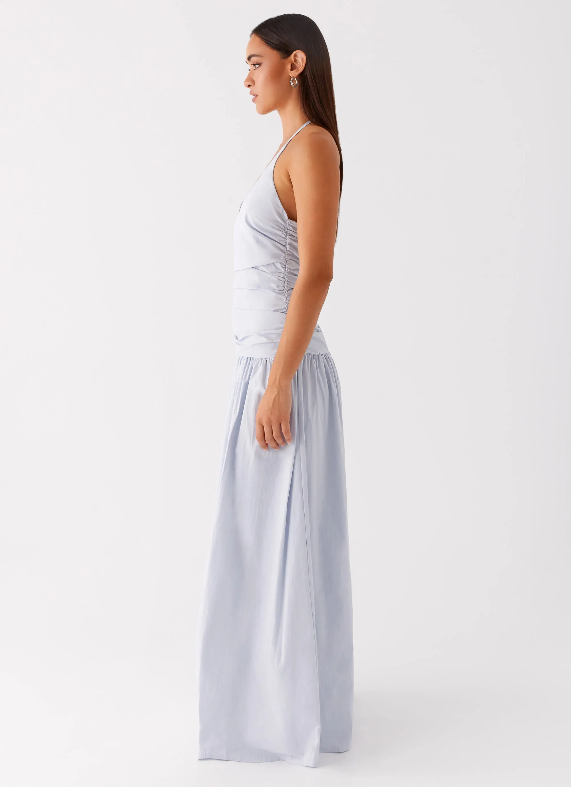 Cristina Halter Maxi Dress - Cornflower Blue Blush Glow