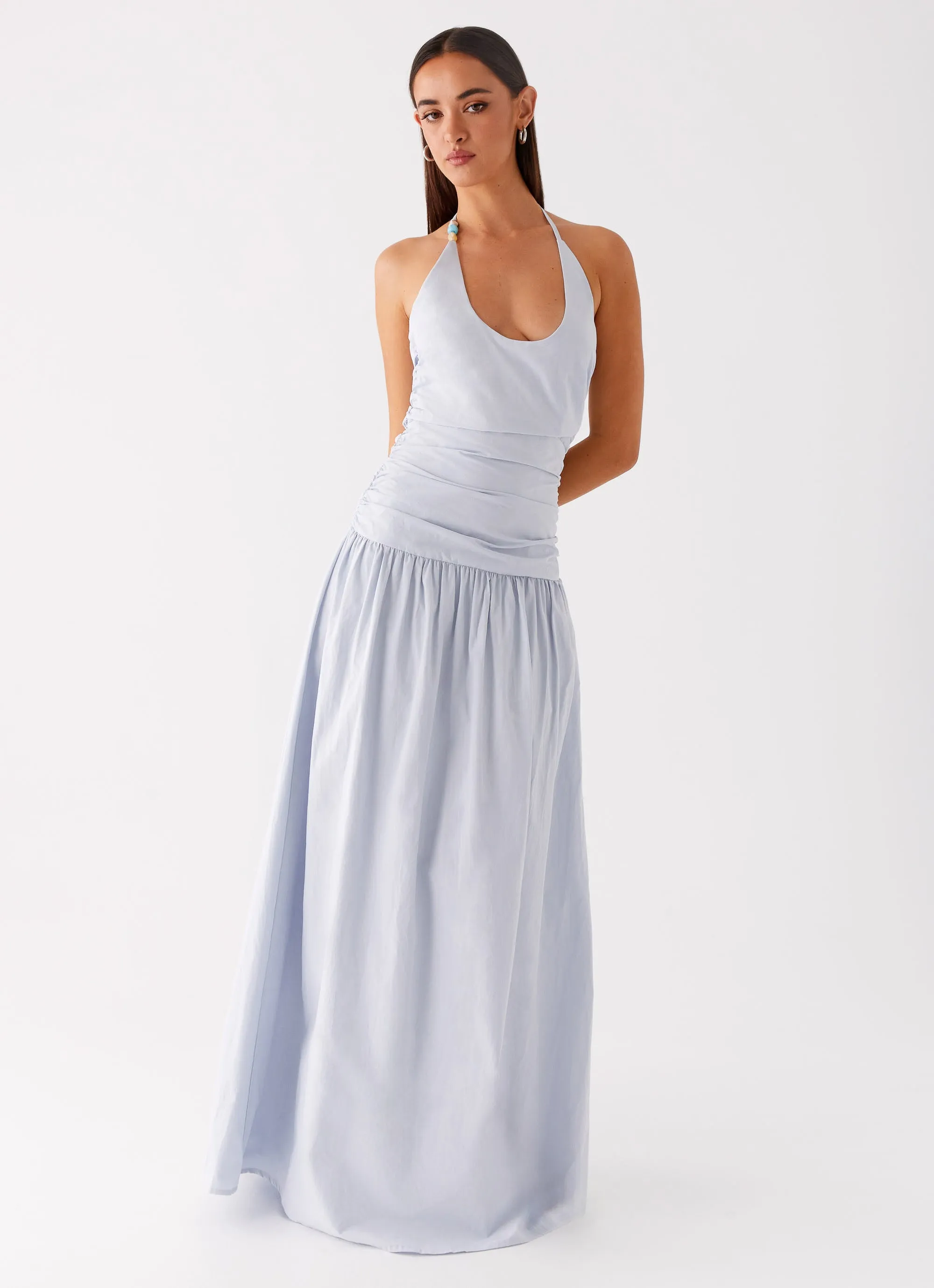 Cristina Halter Maxi Dress - Cornflower Blue Sleek and Sleek