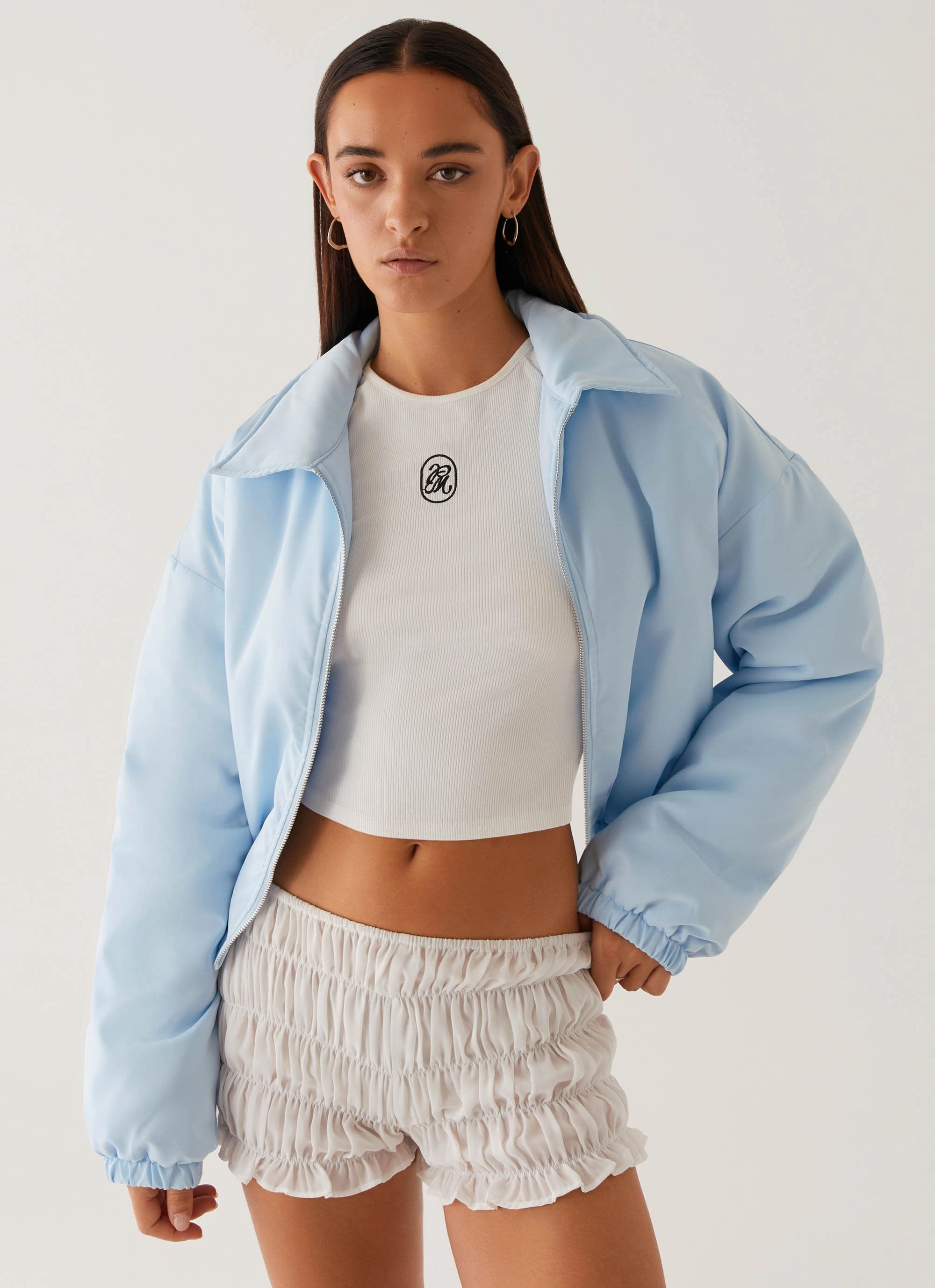 Baltimore Bomber Jacket - Pale Blue Cold Outfit
