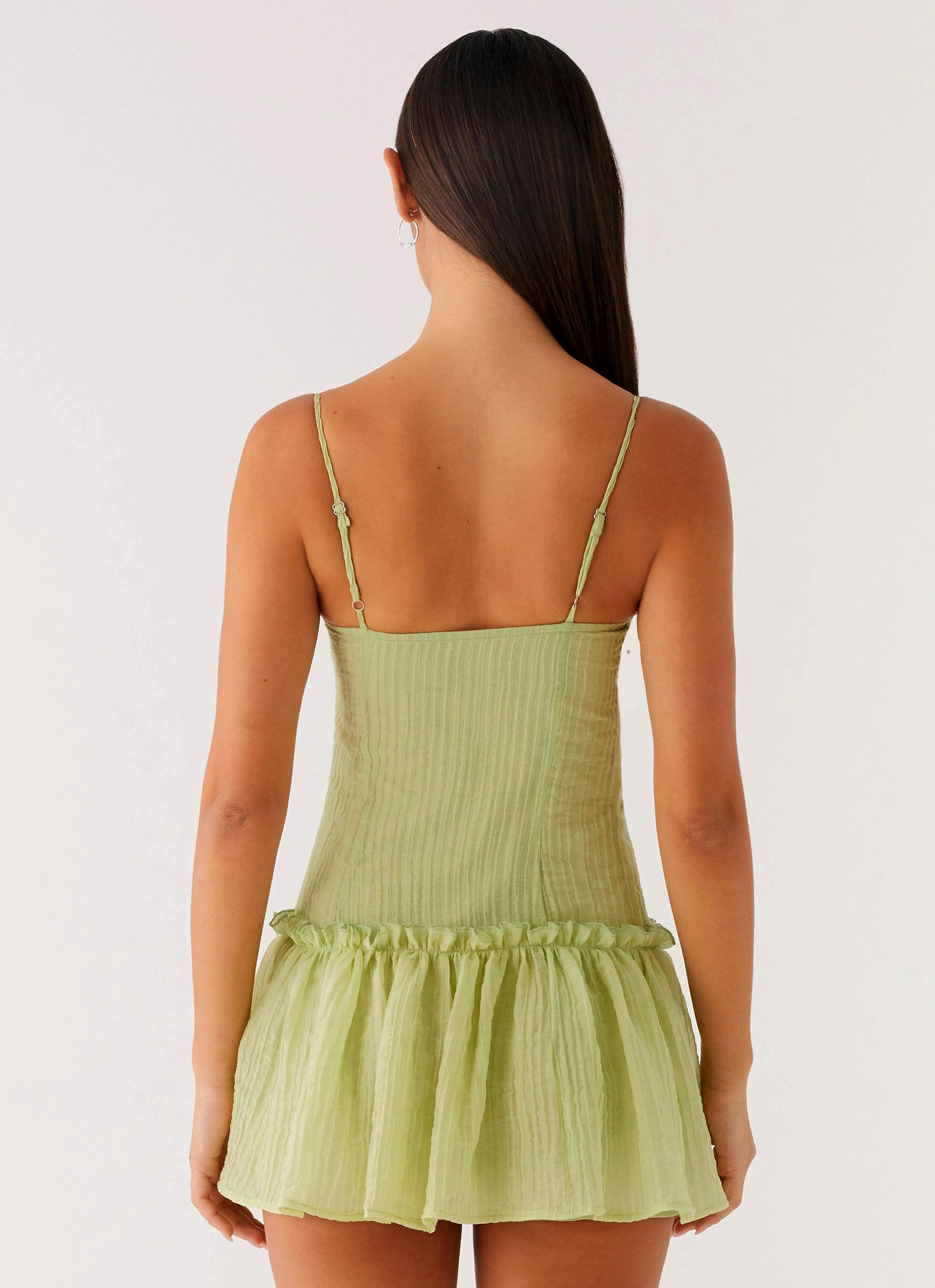 Bambini Mini Dress - Green Cotton-Blend