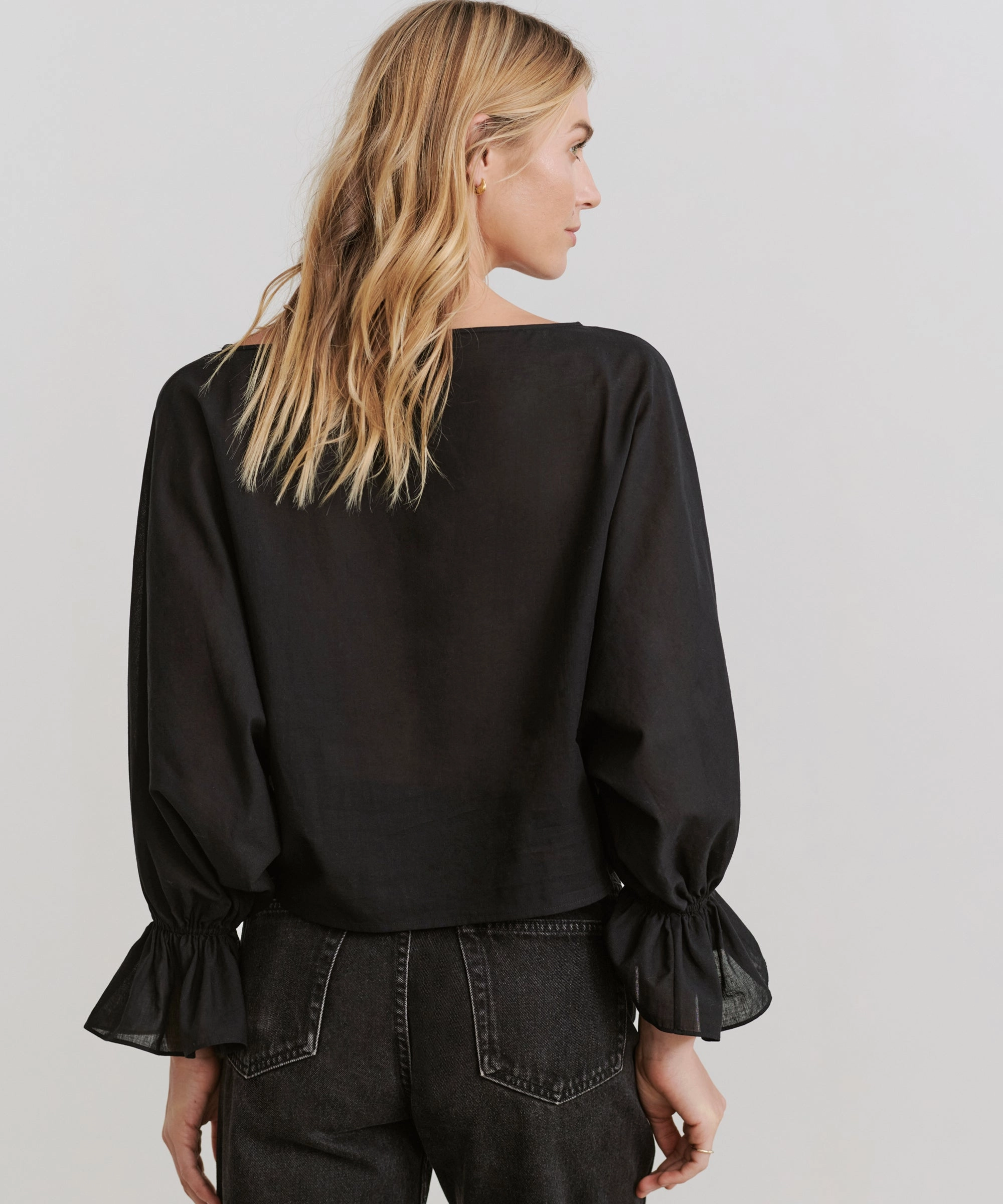 Cape Blouse Raw Edge Finish Recycled Material Blend