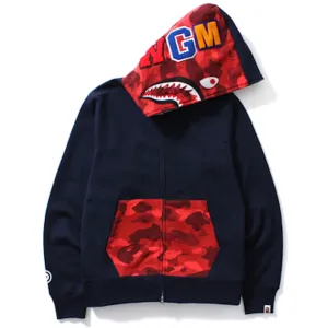 BAPE Color Camo Shark Full Zip Hoodie - Navy/Red