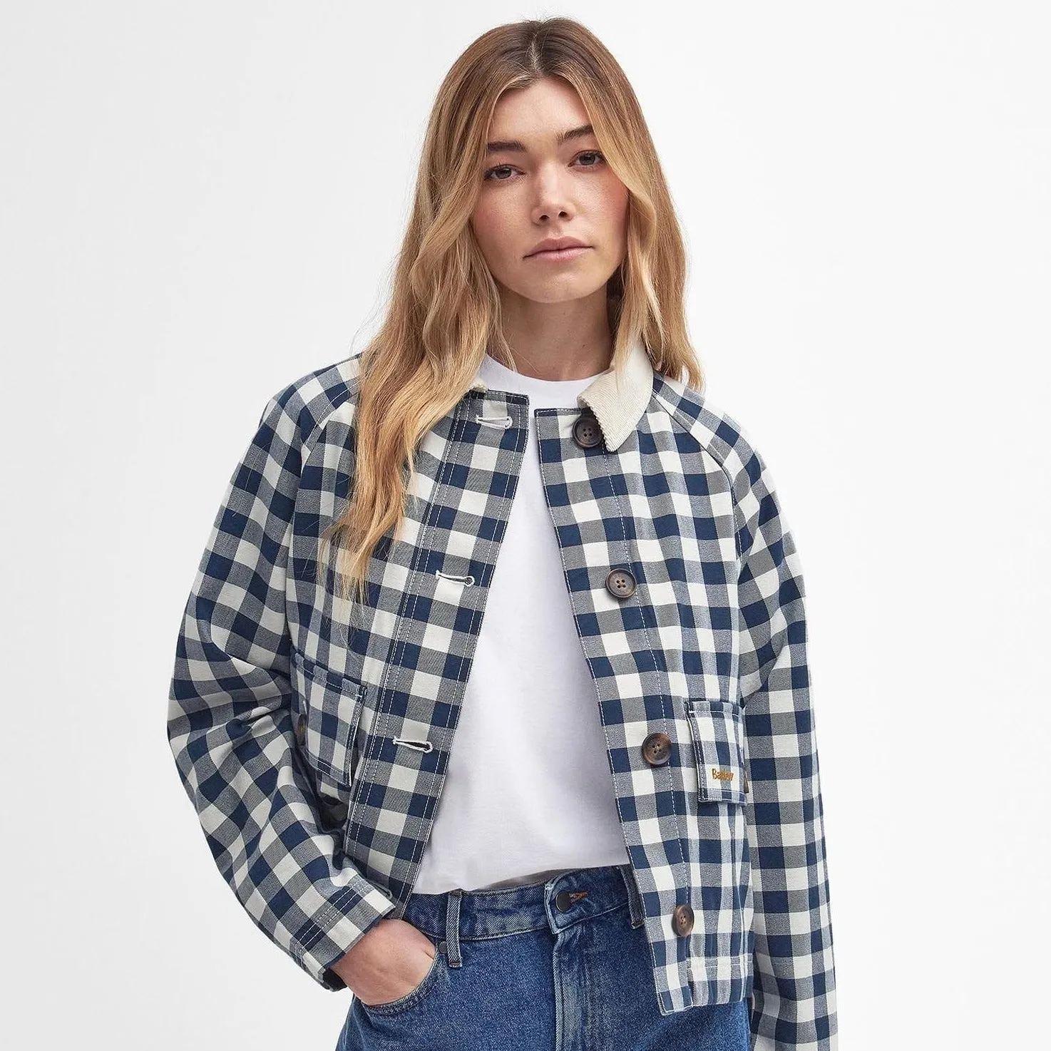 Barbour Maddison Gingham Casual Jacket In Navy