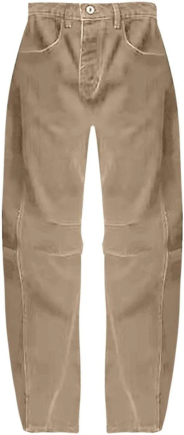 Barrel Jeans for Women Mid Rise Cropped Pants Wide Leg Cheetah Print Boyfriend Jeans Trendy Straight Leg Pants