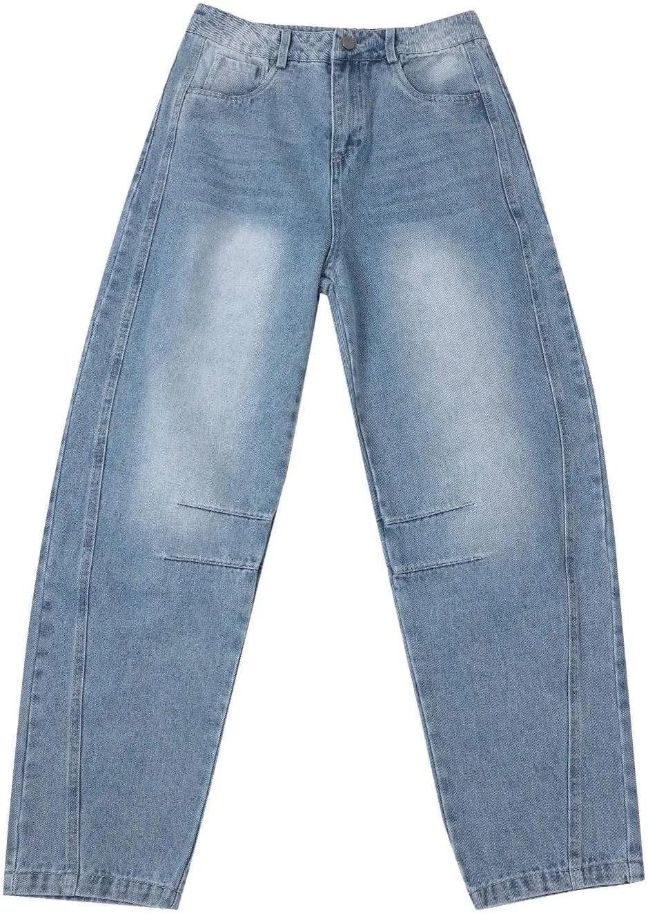 Barrel Jeans for Women Mid Rise Cropped Pants Wide Leg Cheetah Print Boyfriend Jeans Trendy Straight Leg Pants