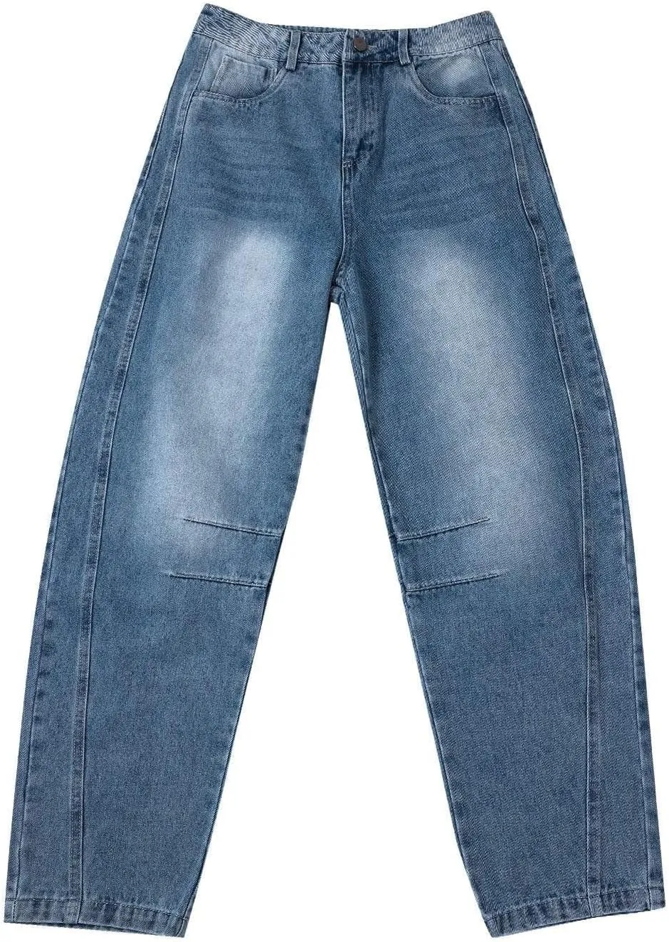 Barrel Jeans for Women Mid Rise Cropped Pants Wide Leg Cheetah Print Boyfriend Jeans Trendy Straight Leg Pants