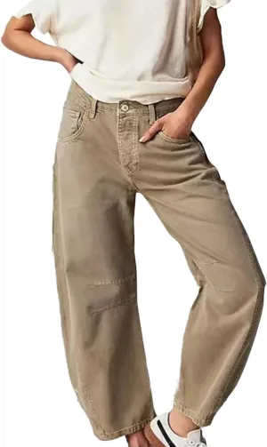 Barrel Jeans for Women Mid Rise Cropped Pants Wide Leg Cheetah Print Boyfriend Jeans Trendy Straight Leg Pants