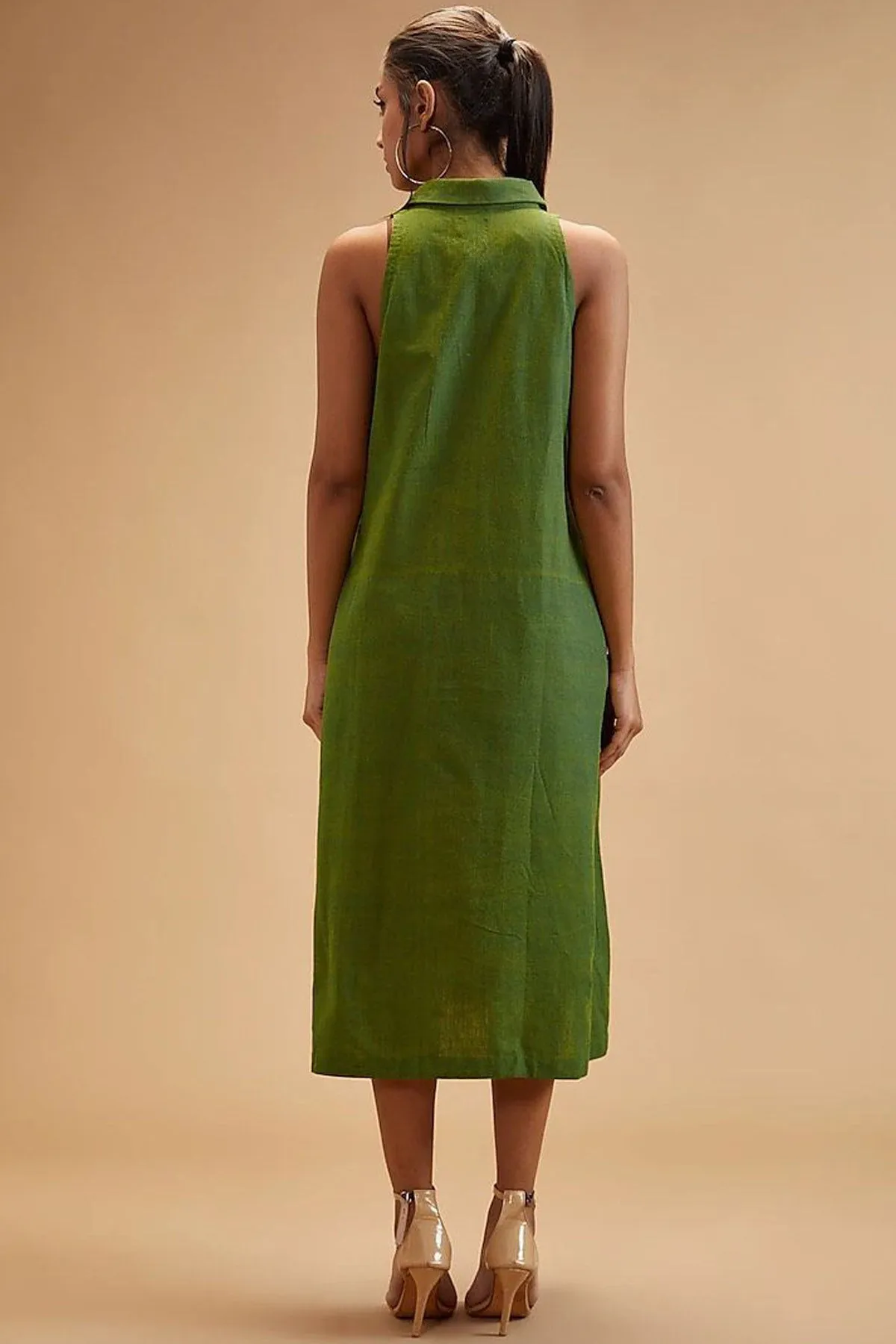 Basil Green Shirt Collar Dress