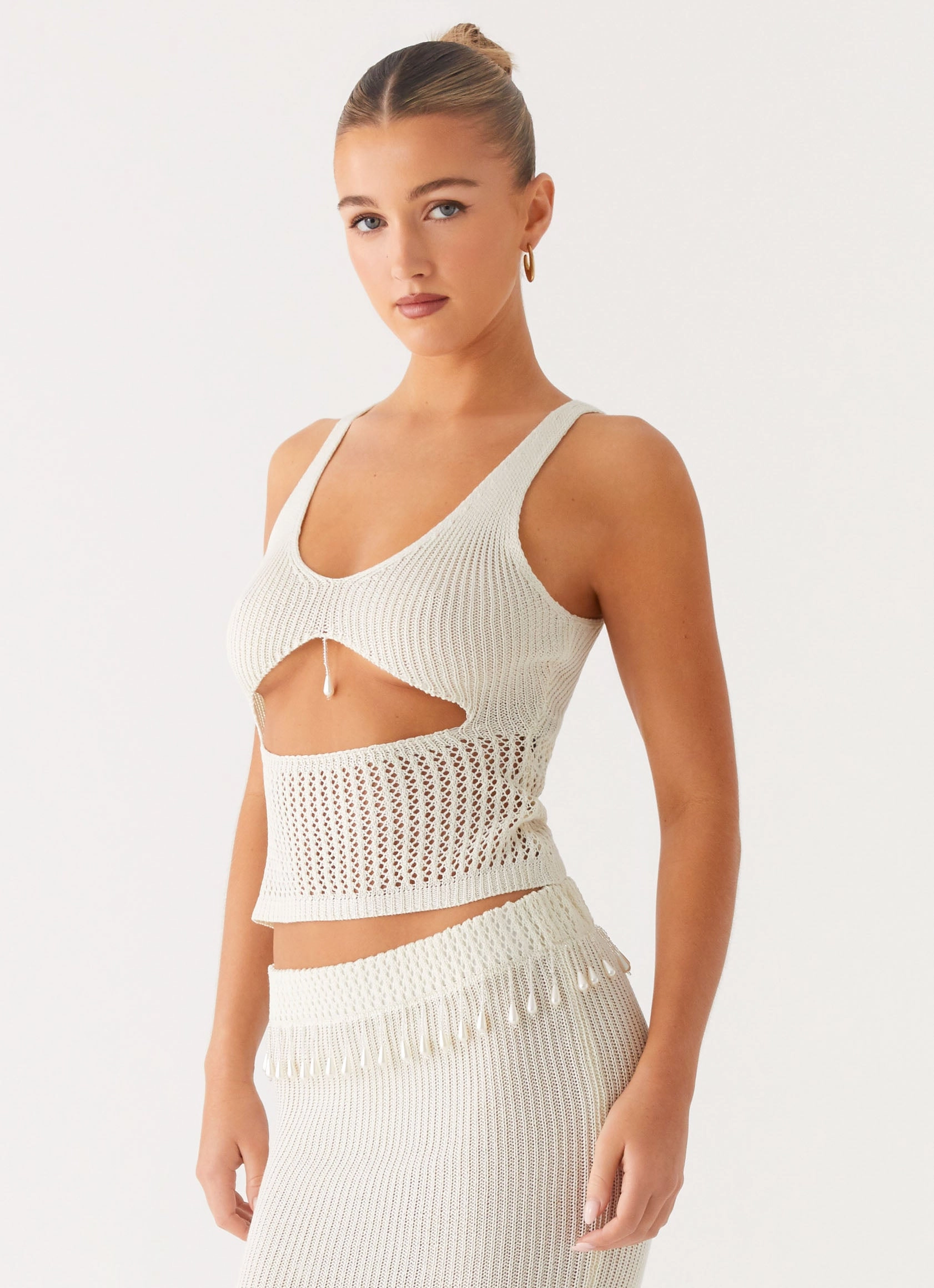 Basilia Knit Top - Off White Comfortable Fabric