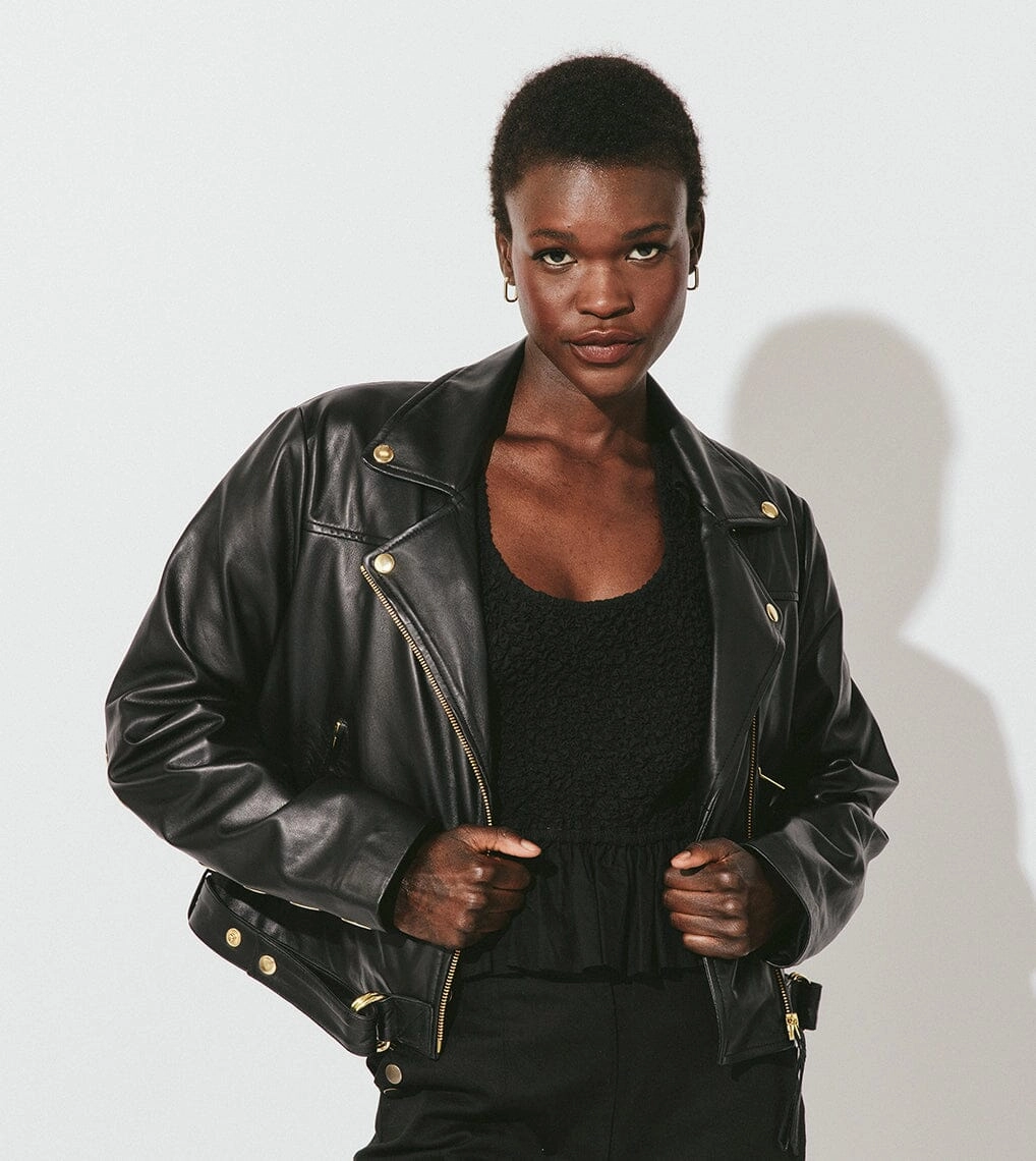Baxter Leather Jacket | Black tall size Active Layer