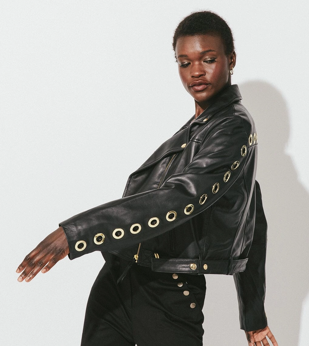 Baxter Leather Jacket | Black loose but not baggy SeamlessConstruction