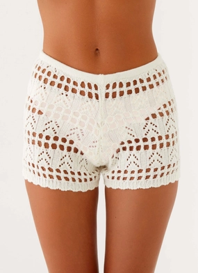 Baylock Crochet Shorts - White slim fit Flattering Style