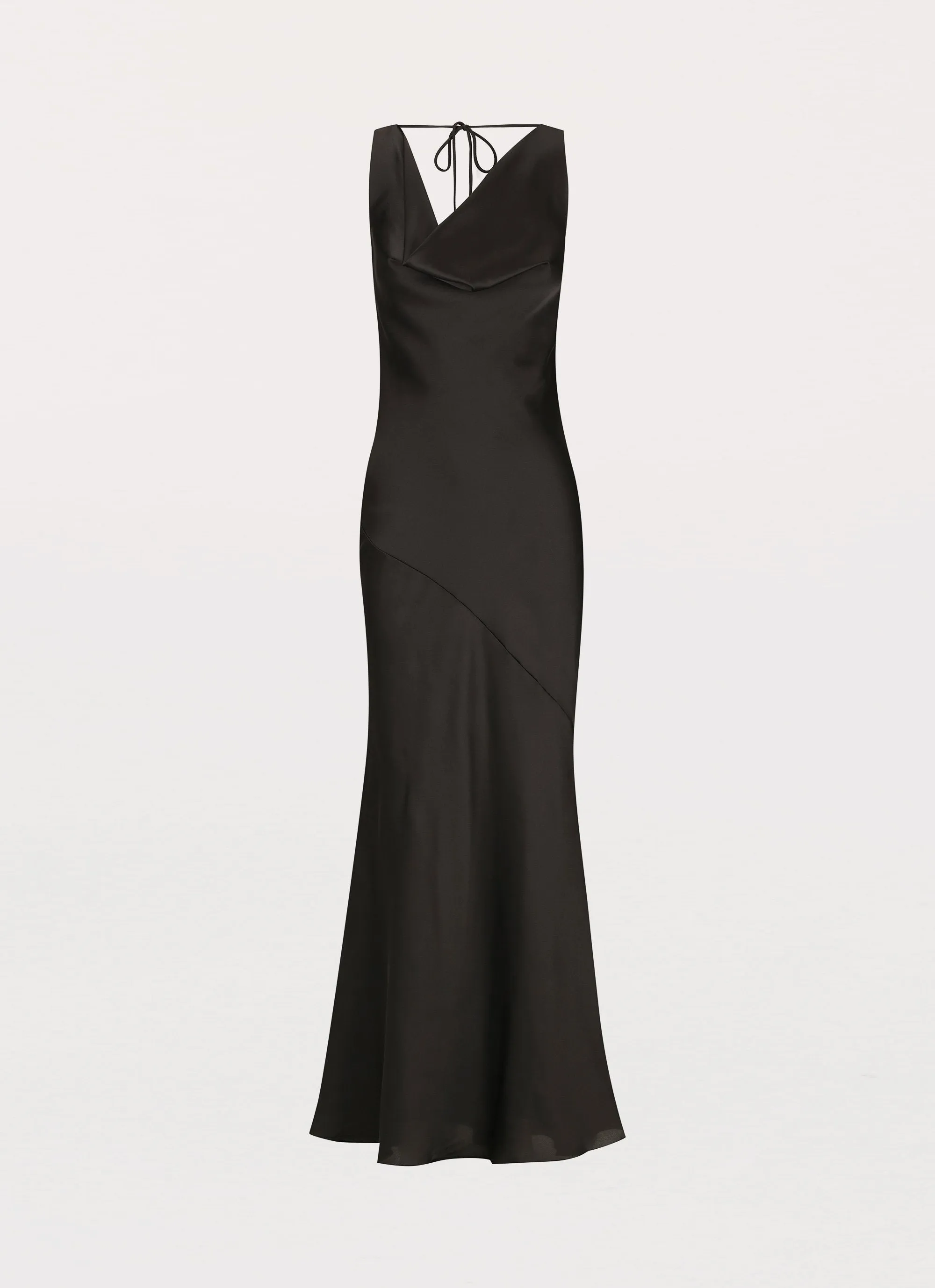 Fold-Over-Detail Be Mine Satin Maxi Dress - Black