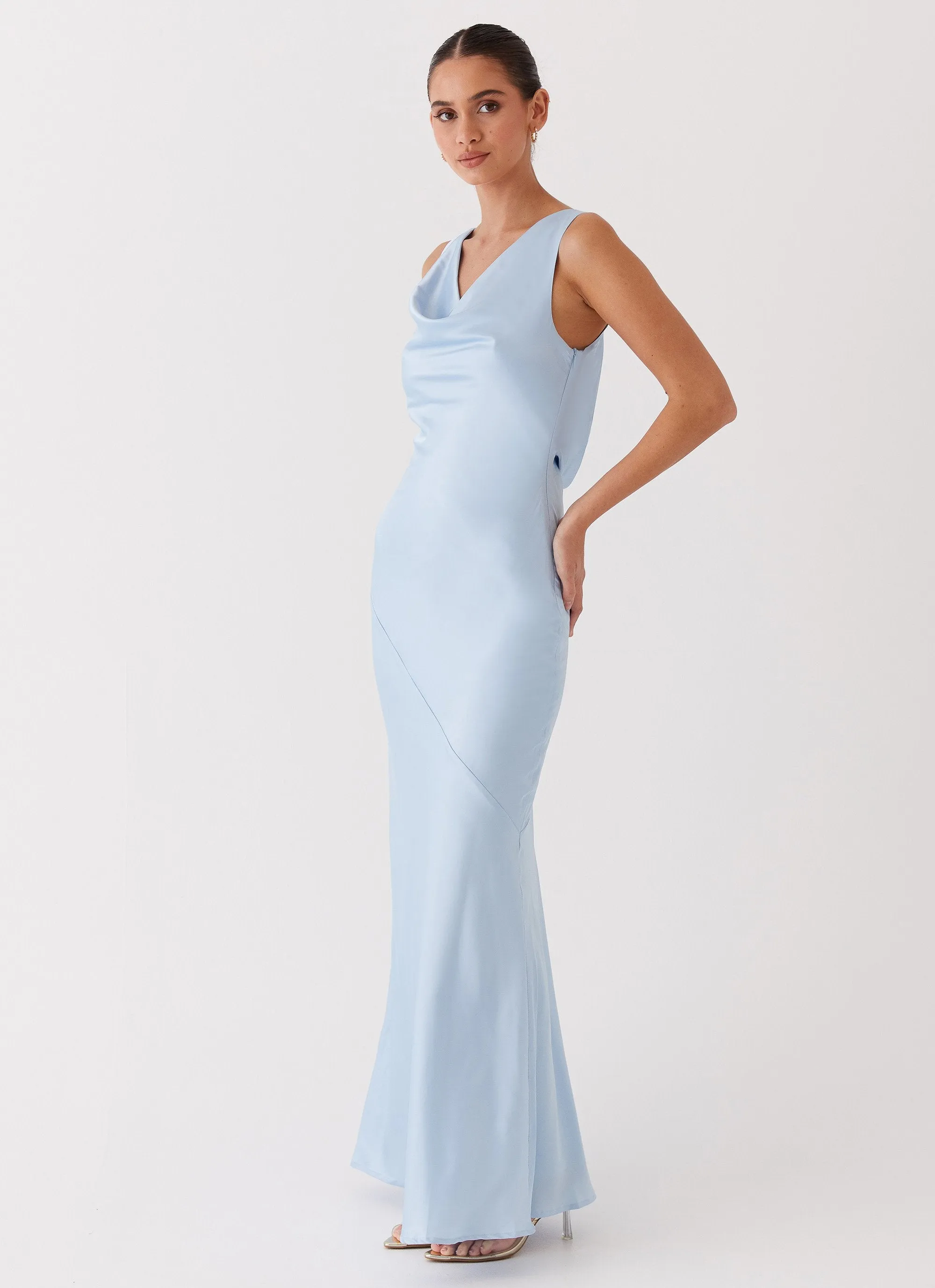 Be Mine Satin Maxi Dress - Blue Comfortable Wear Practical-Style