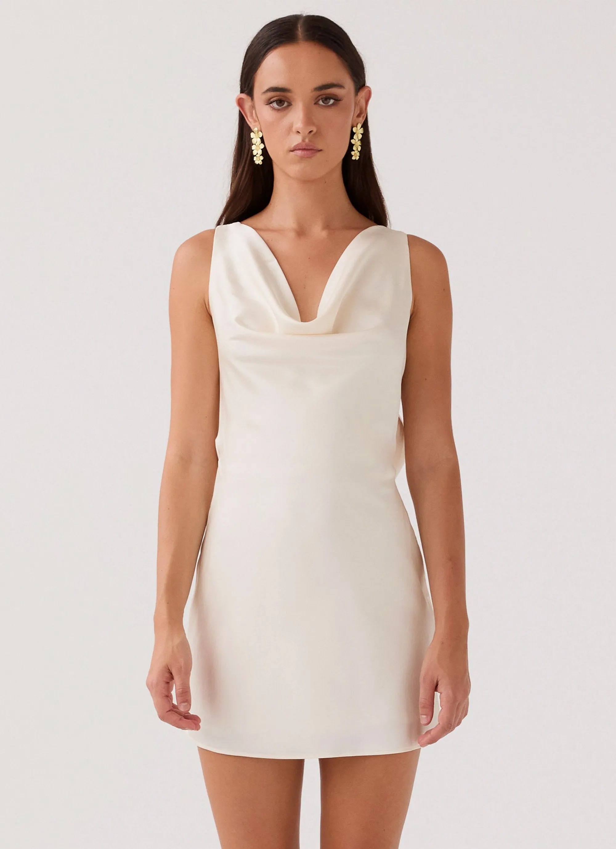 Dreamy Motion budget-friendly Be Mine Satin Mini Dress - Ivory