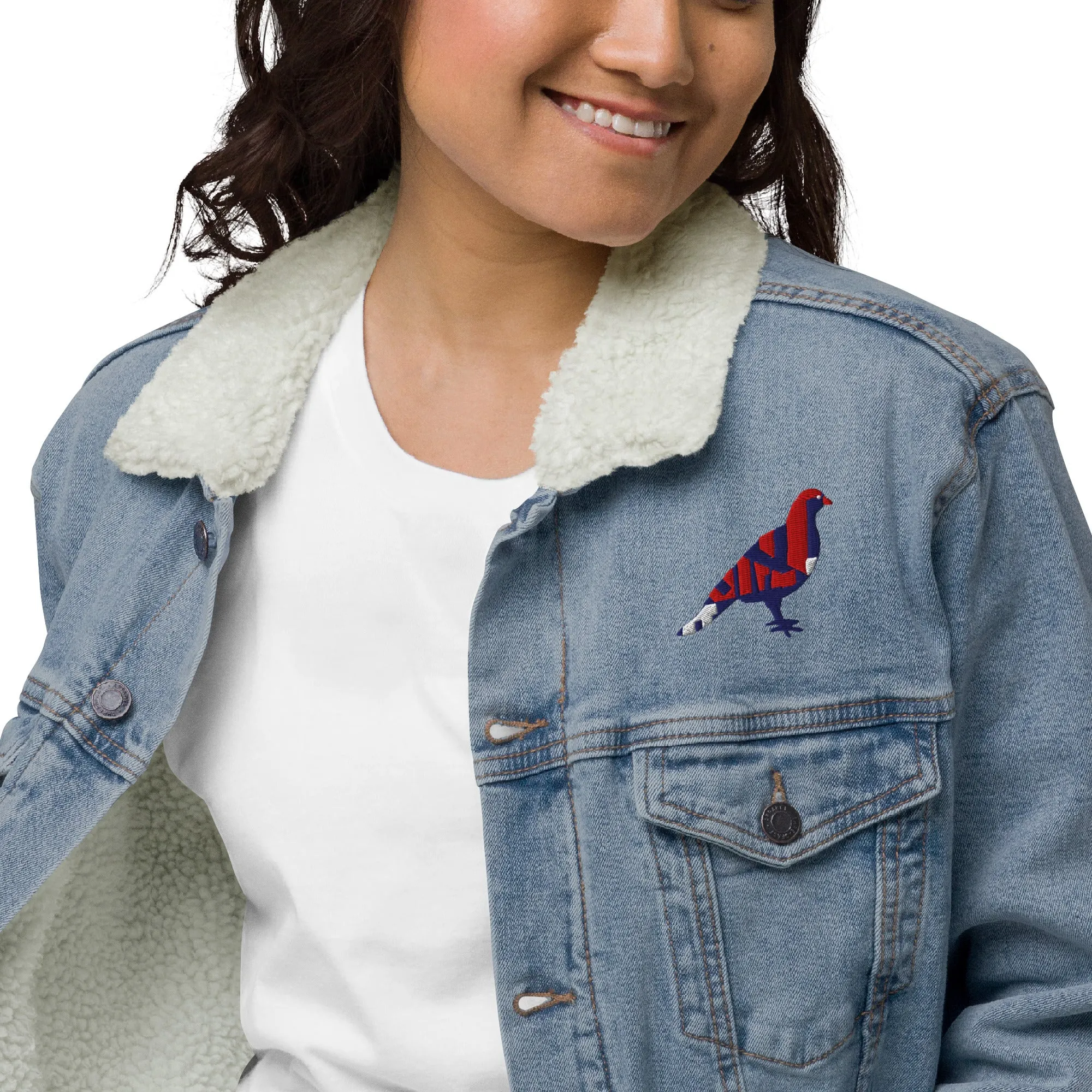 BE PROUD Unisex Denim Sherpa Jacket