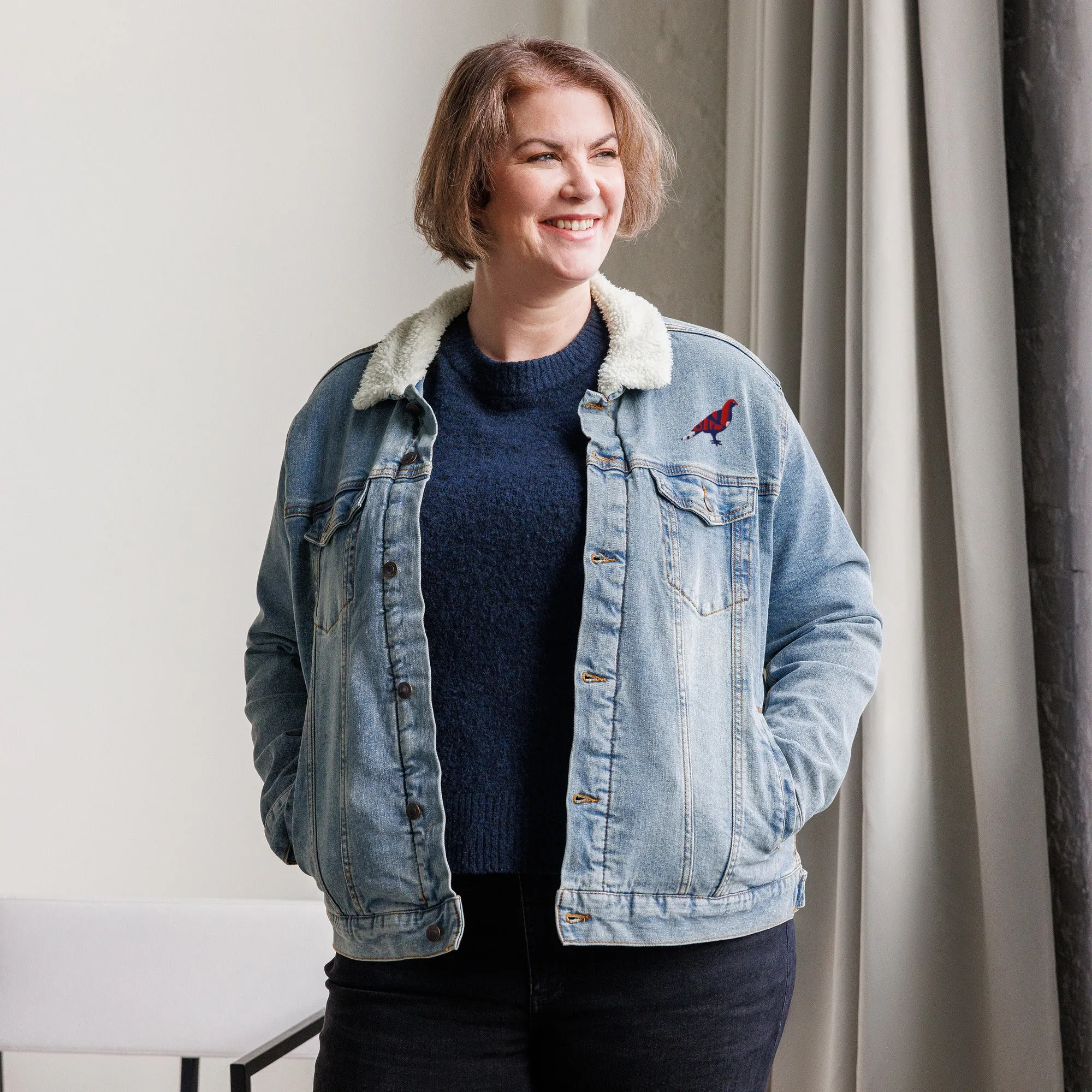 BE PROUD Unisex Denim Sherpa Jacket