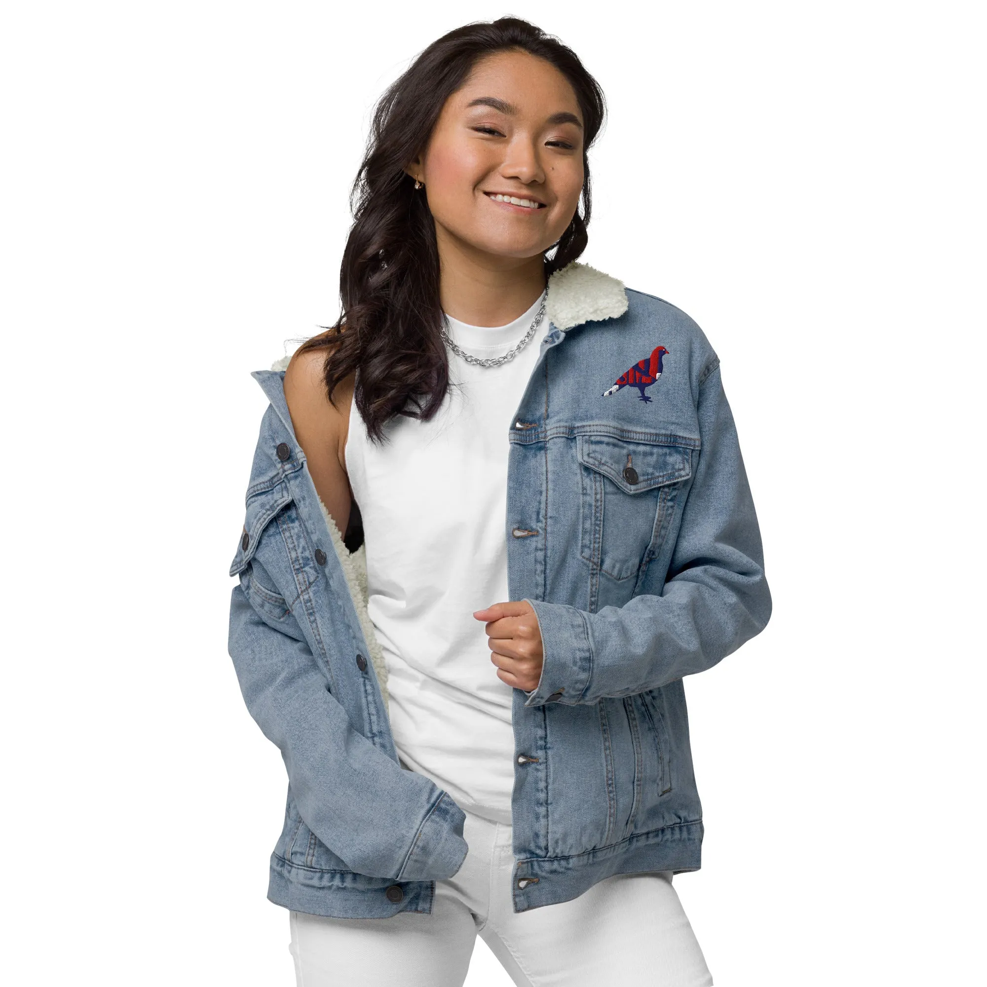 BE PROUD Unisex Denim Sherpa Jacket
