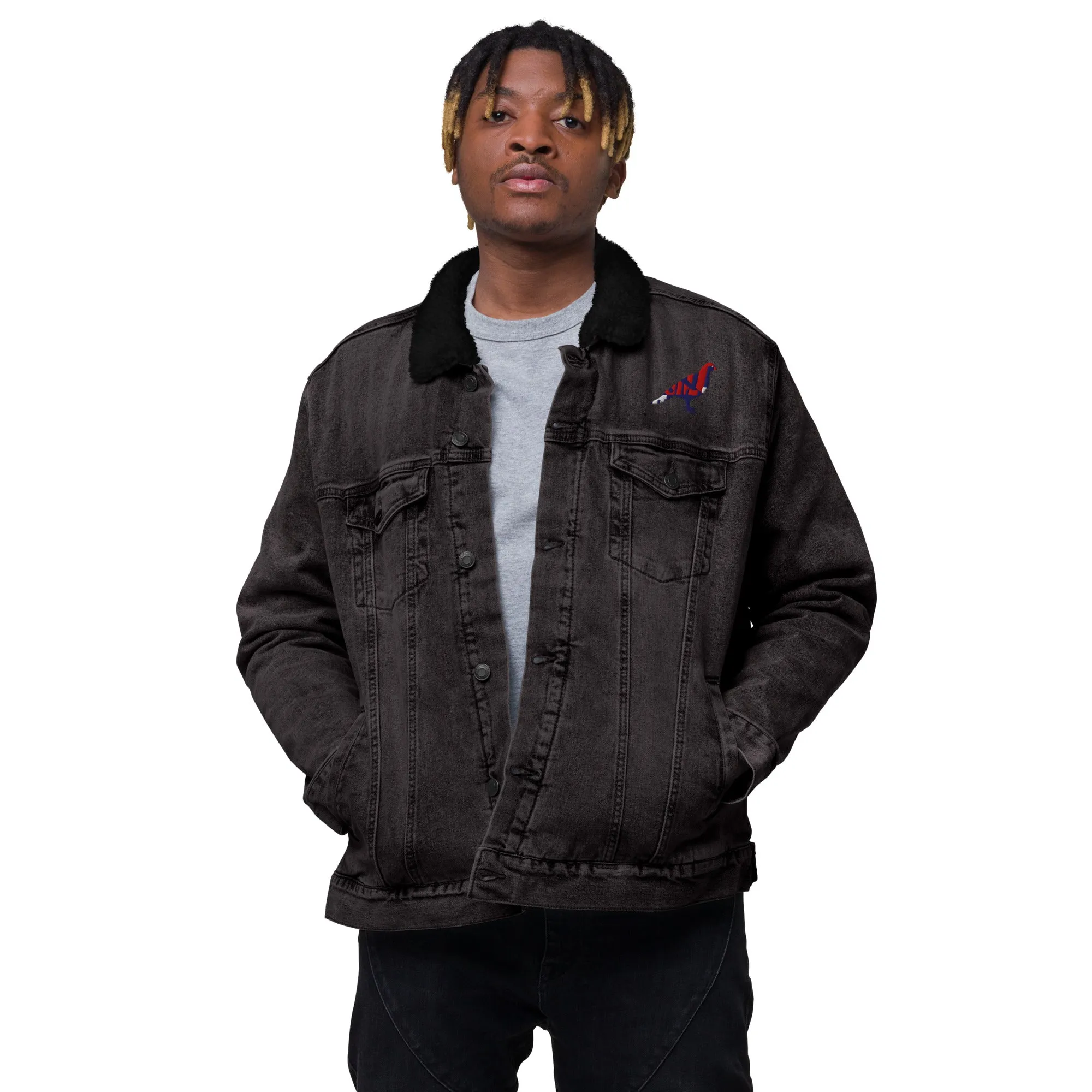 BE PROUD Unisex Denim Sherpa Jacket