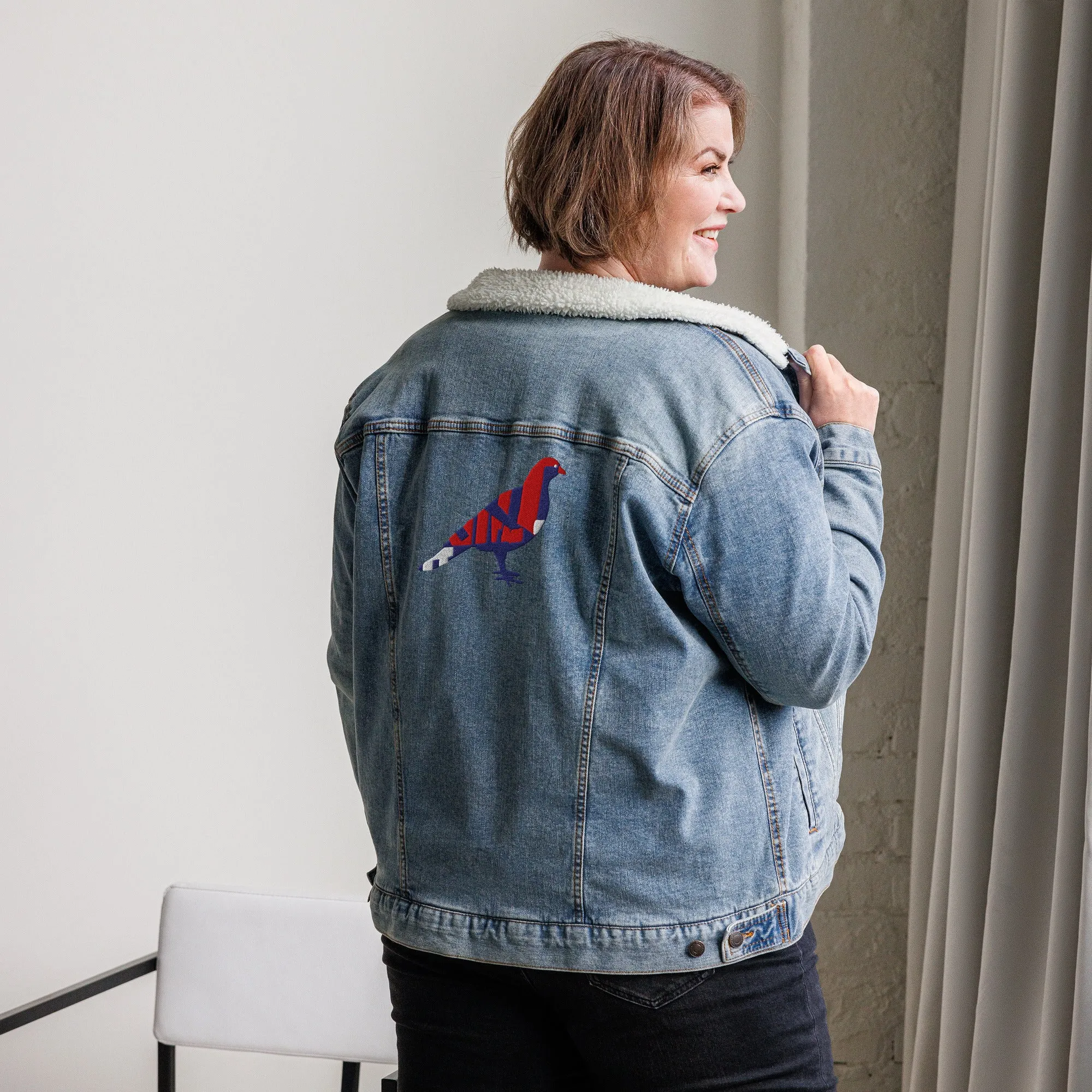 BE PROUD Unisex Denim Sherpa Jacket