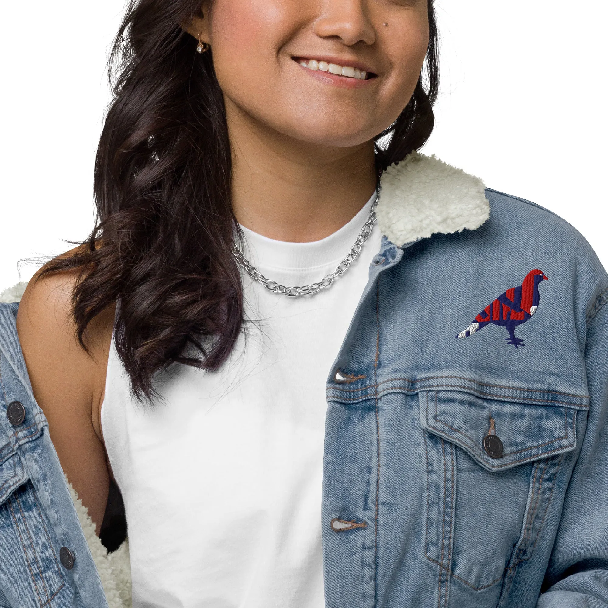 BE PROUD Unisex Denim Sherpa Jacket