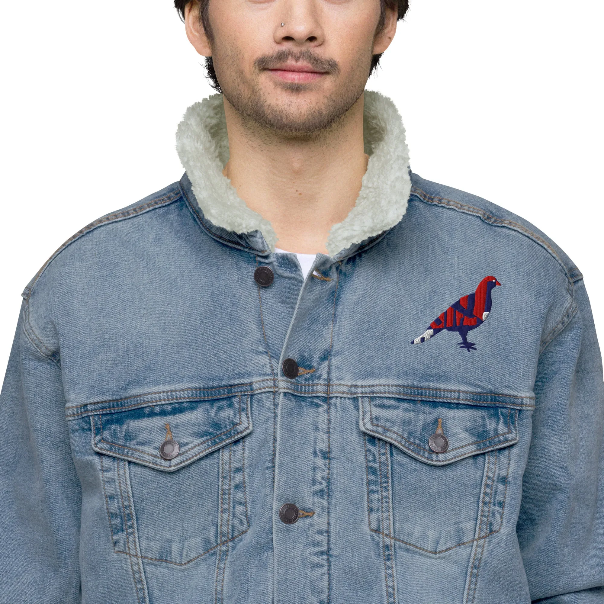 BE PROUD Unisex Denim Sherpa Jacket