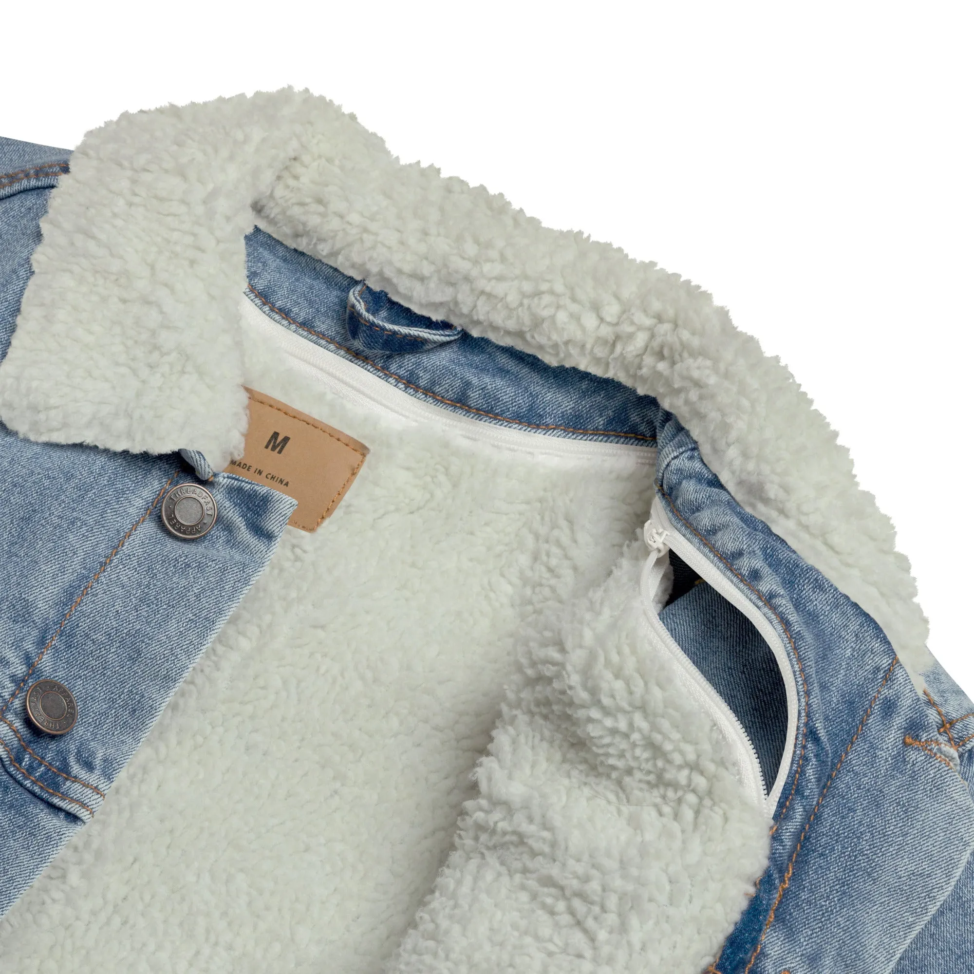 BE PROUD Unisex Denim Sherpa Jacket