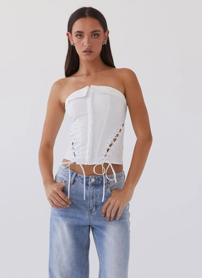 HiddenStoragePocket UltraFineMesh Be My Soulmate Bustier Top - White