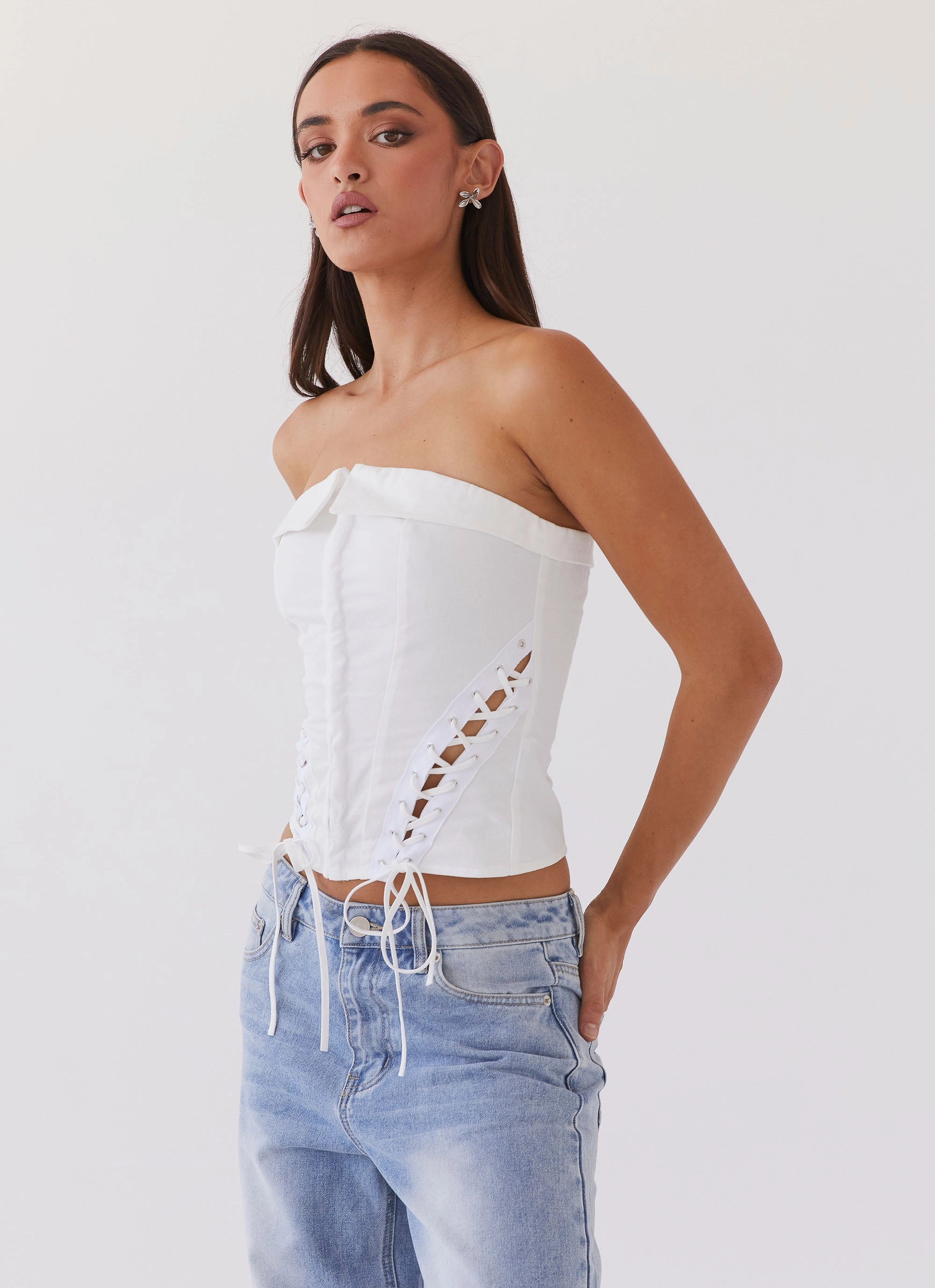 Biodegradable Fiber Blend Thermal Regulating Design Be My Soulmate Bustier Top - White