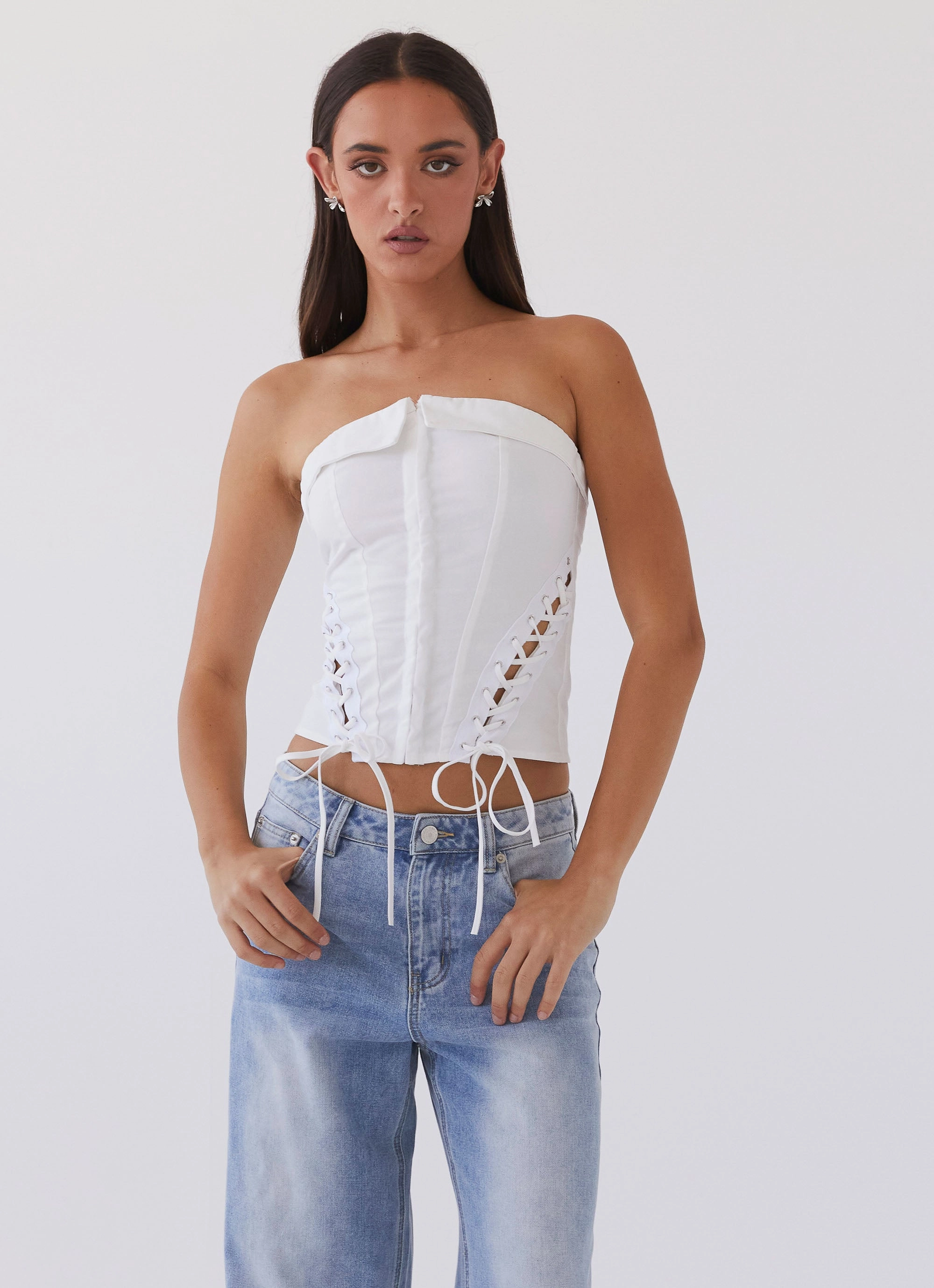 HiddenStoragePocket UltraFineMesh Be My Soulmate Bustier Top - White