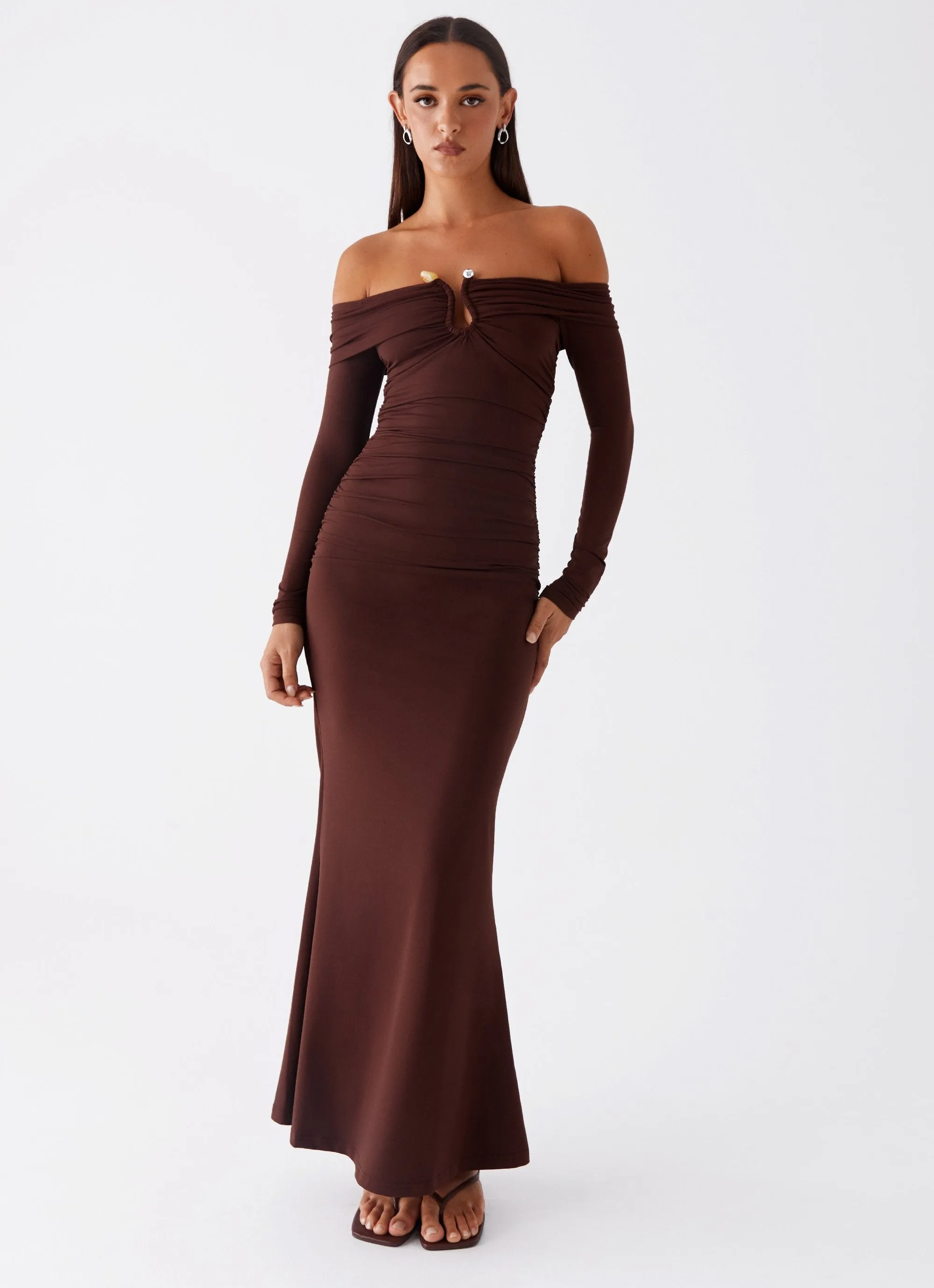 Gentle Glow Rudy Long Sleeve Maxi Dress - Chocolate