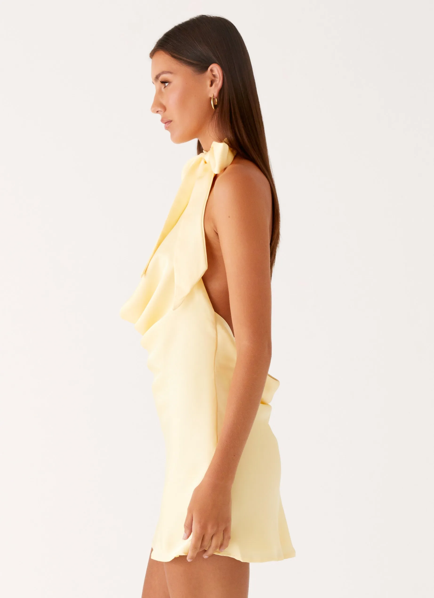 Cory Cowl Scarf Mini Dress - Sunny Yellow Daily Favorite Chic and Flattering