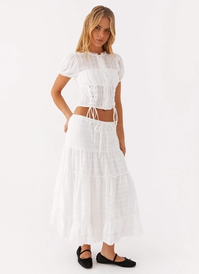 Stable Shape Perfect Pair Beatrix Frill Midi Skirt - White