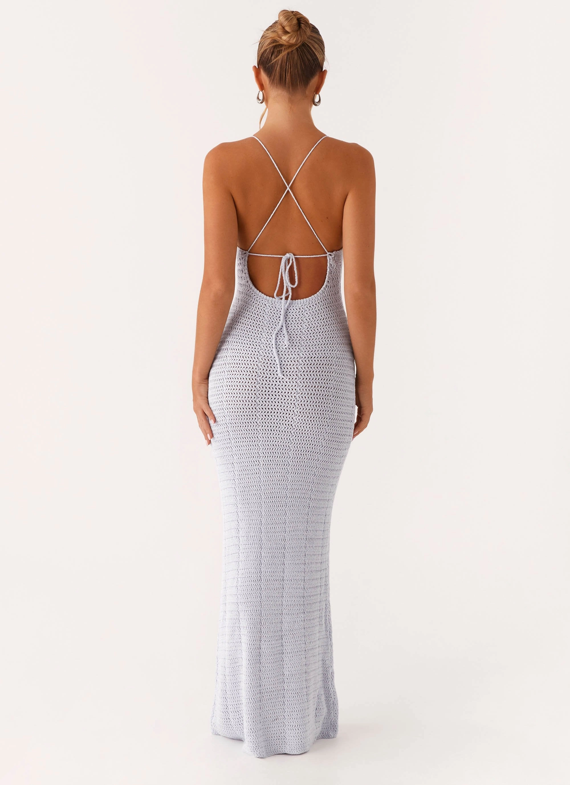 Sophisticated Comfort Lace-Edge Zara Rose Crochet Maxi Dress - Blue