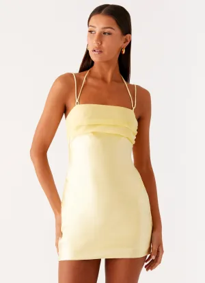 Belize Mini Dress - Lemon Flared shape
