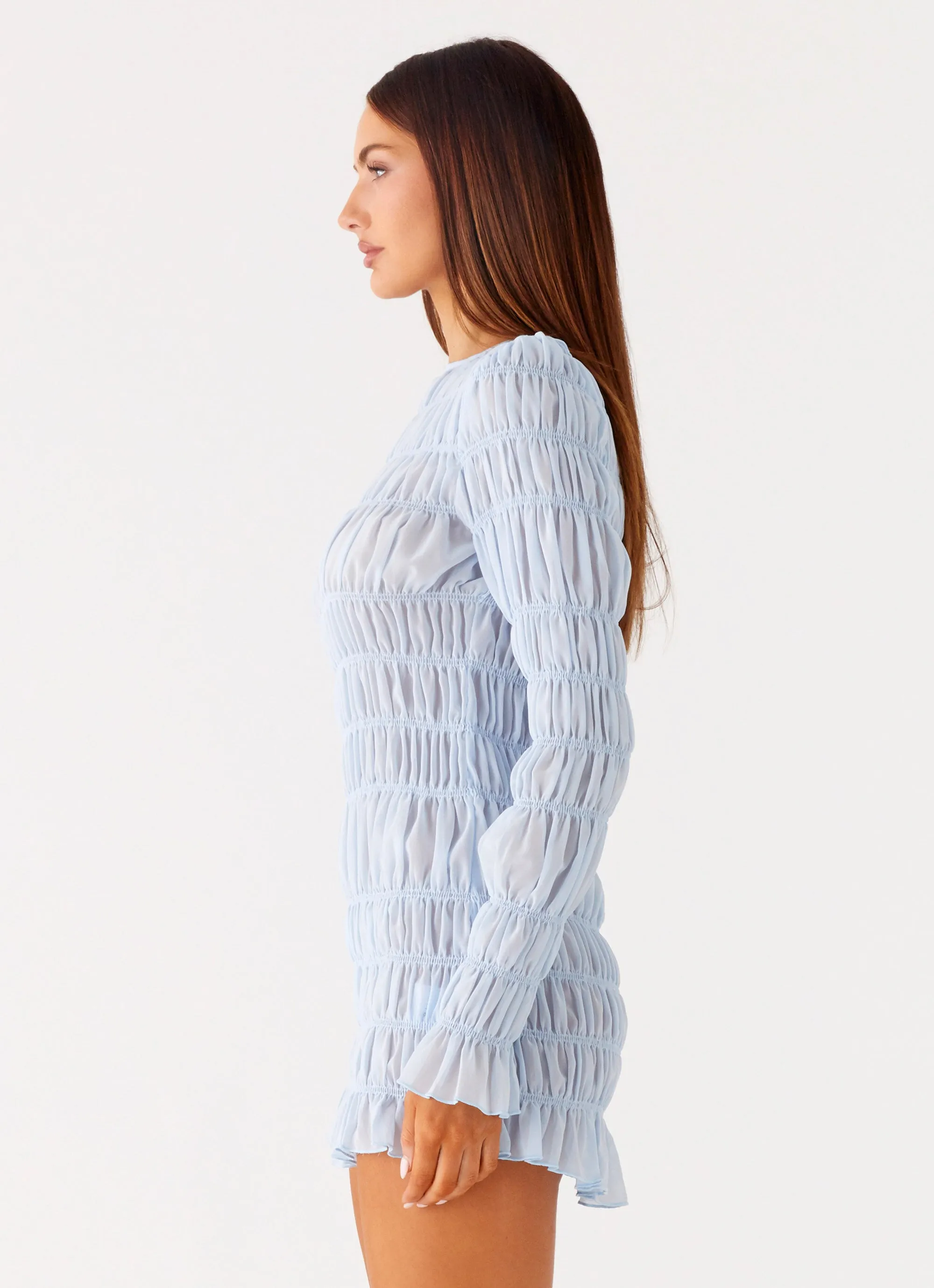 Urban Feel Jasy Long Sleeve Mini Dress - Sky Blue