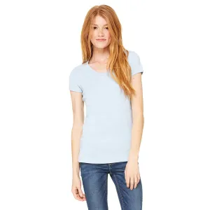 Bella   Canvas Women's Baby Blue Stretch Rib Short-Sleeve V-Neck T-Shirt