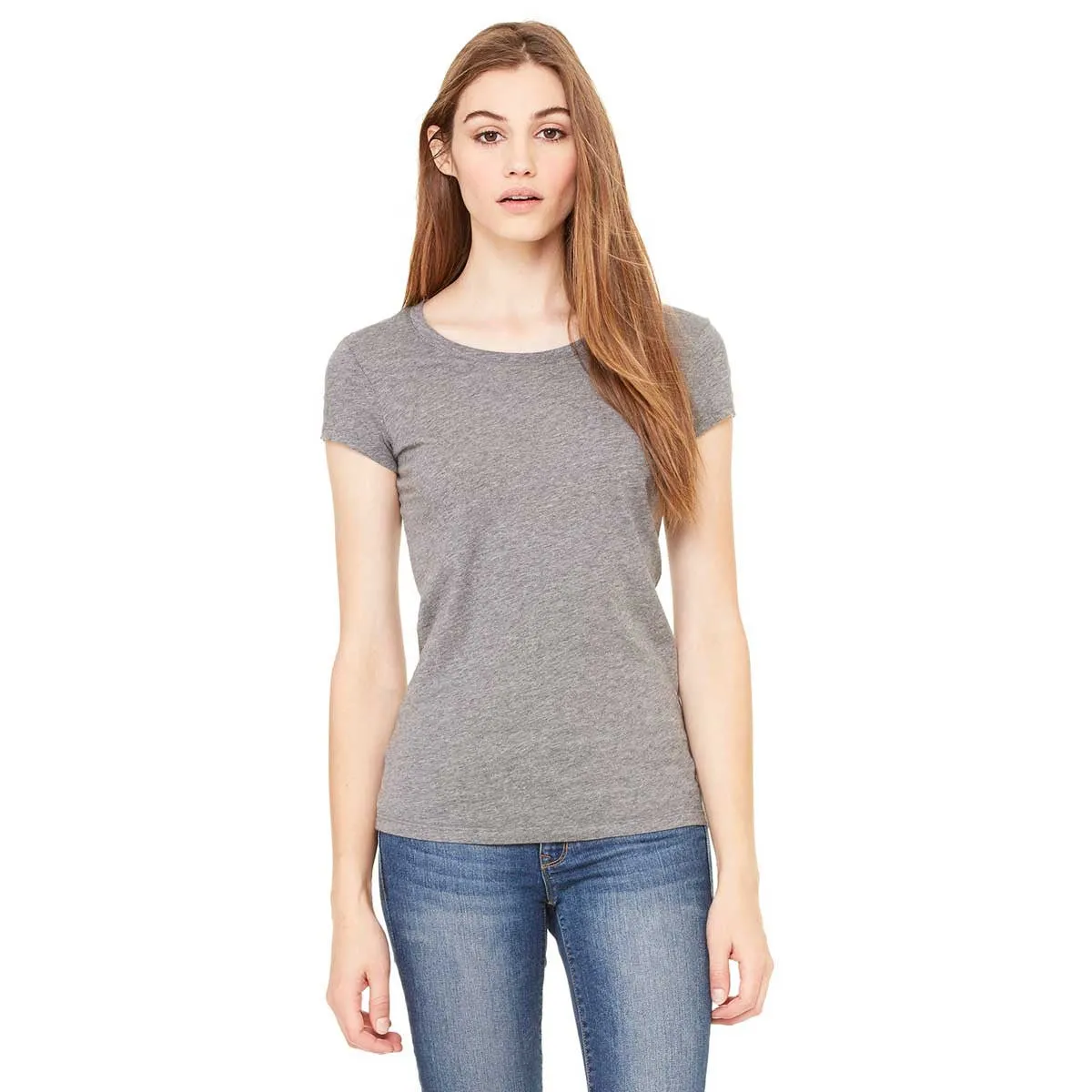 Bella   Canvas Women's Deep Heather Sheer Jersey Short-Sleeve T-Shirt