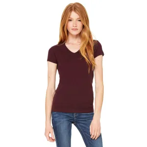 Bella   Canvas Women's Plum Stretch Rib Short-Sleeve V-Neck T-Shirt