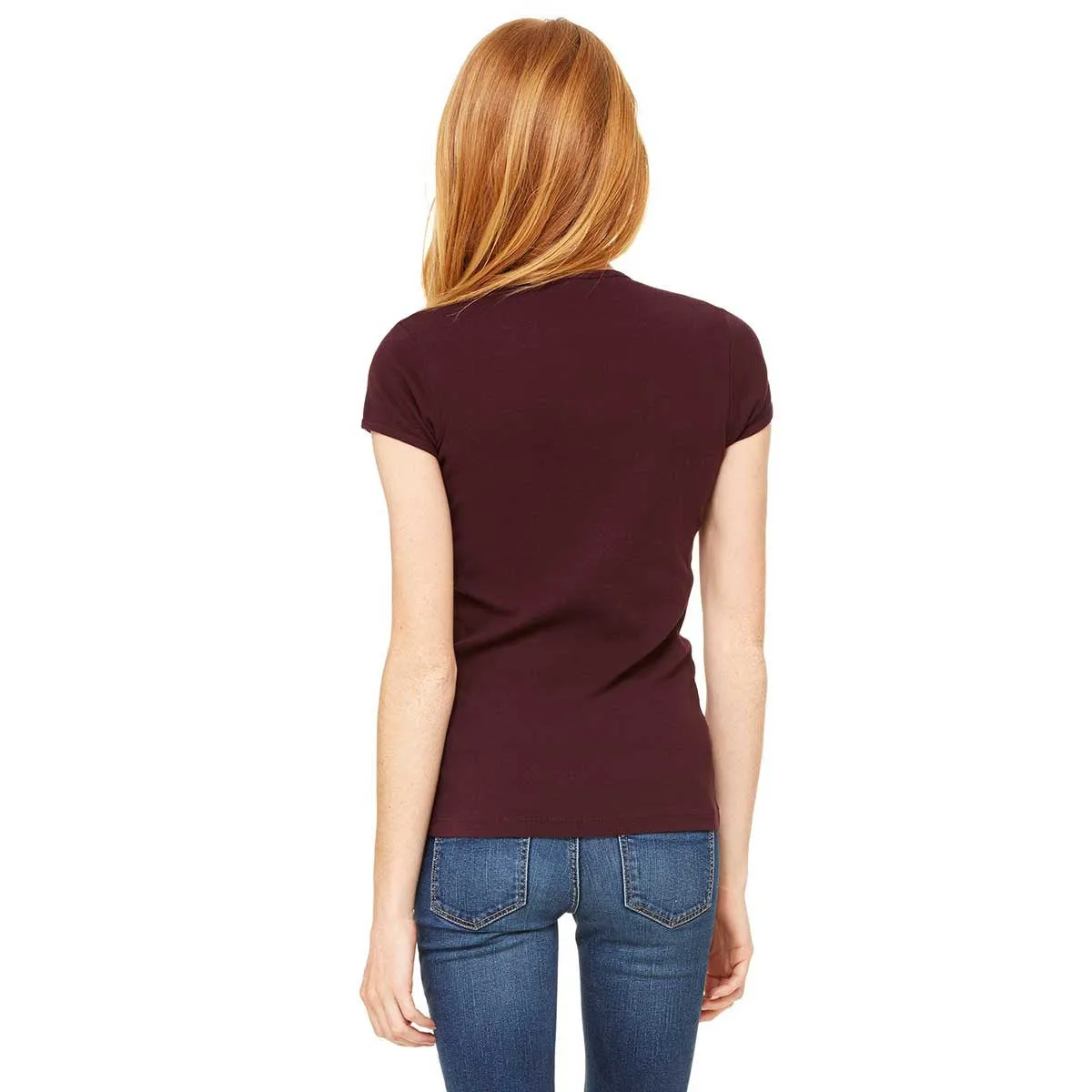 Bella   Canvas Women's Plum Stretch Rib Short-Sleeve V-Neck T-Shirt