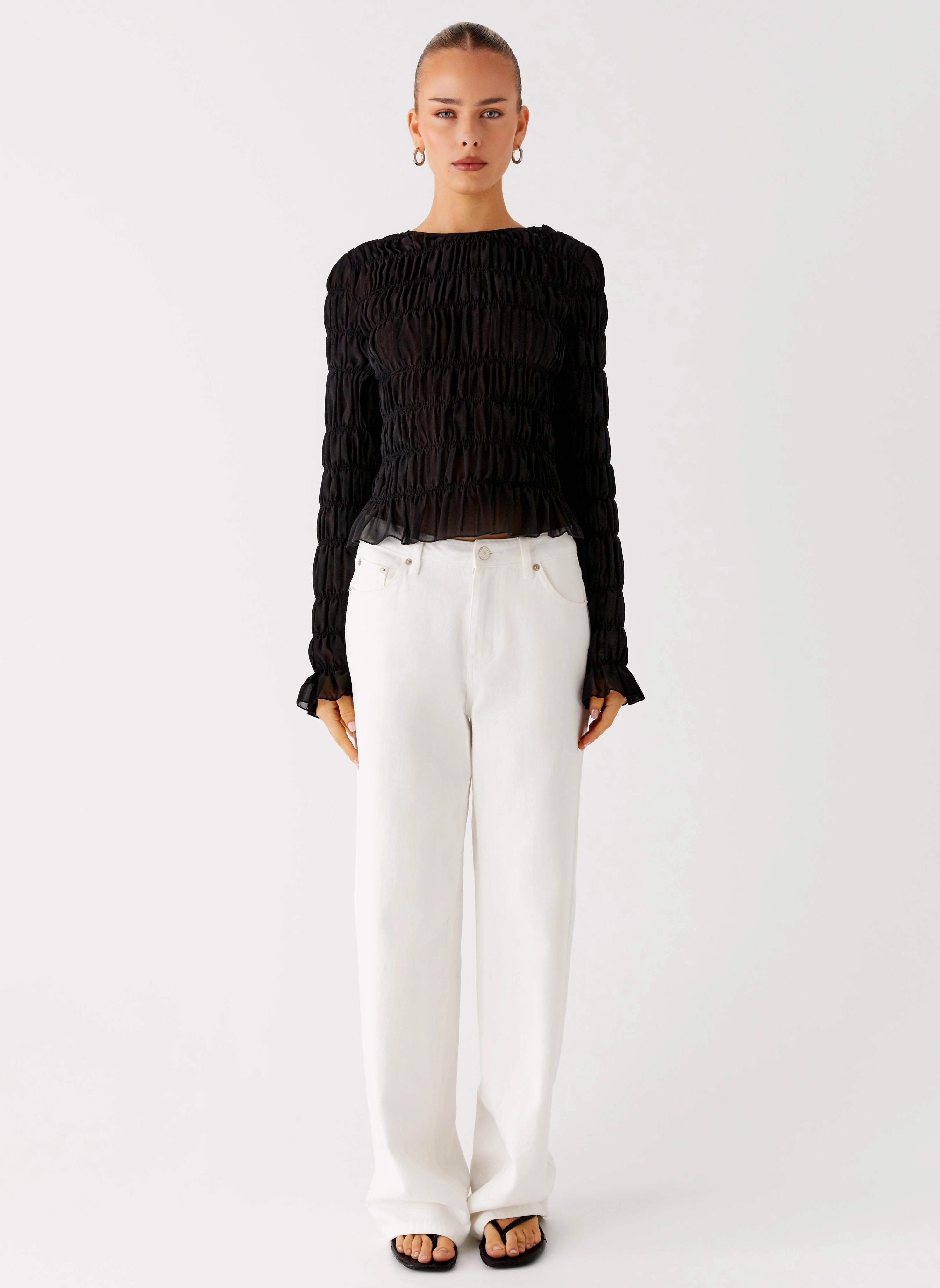 Bella Long Sleeve Top - Black Airflow Ventilation Zones
