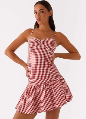 Comfortable Design Bellamy Mini Skirt - Red Gingham