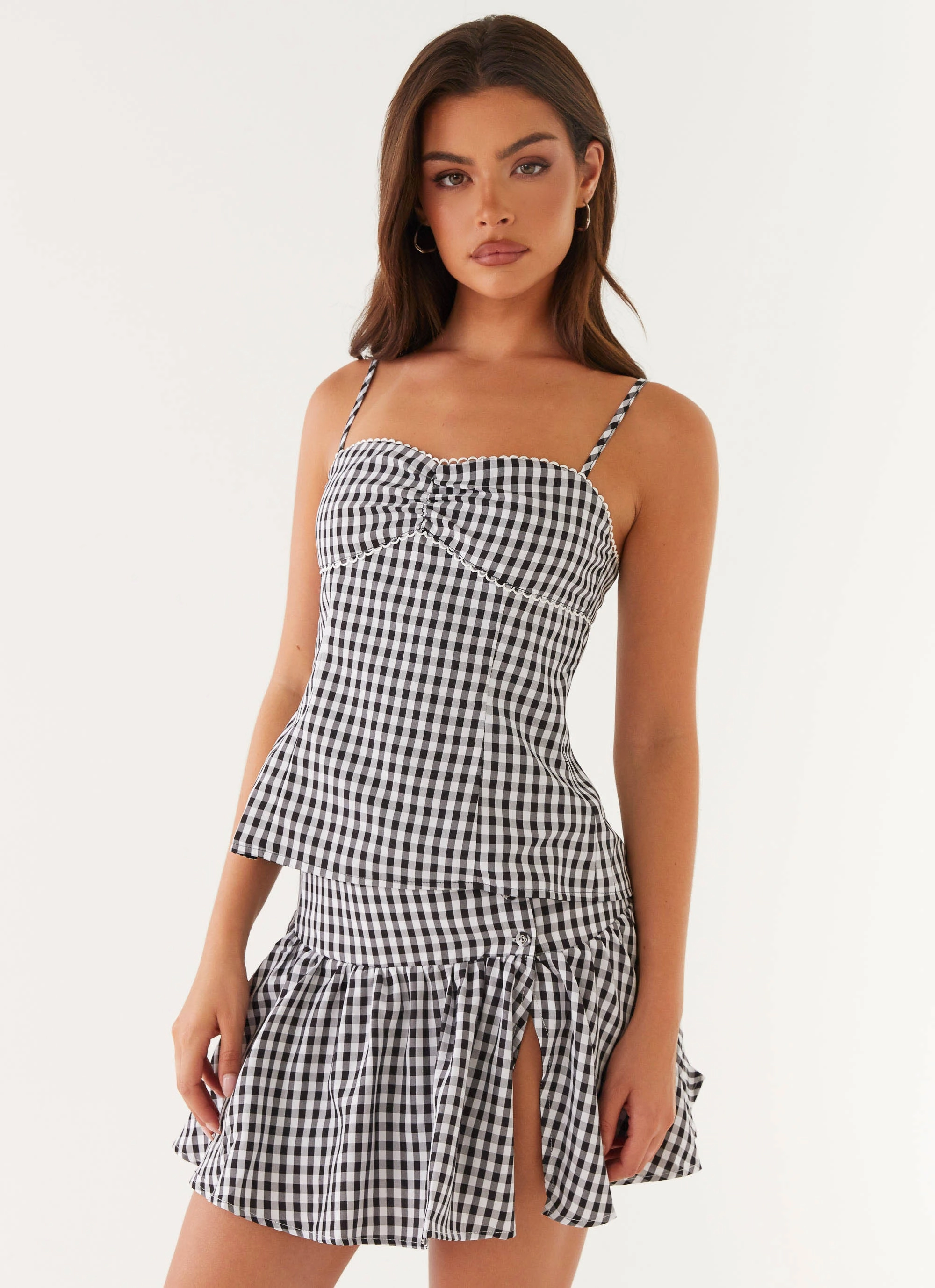 AntiSnag Fabric Bellamy Top - Black Gingham
