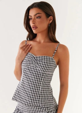 Bellamy Top - Black Gingham LayeredCuff Comfortable Wear