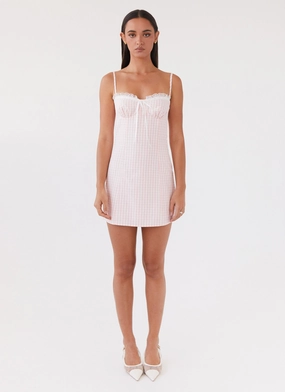 Bellissima Bustier Mini Dress - Pink Gingham Night Charm Moment Glow