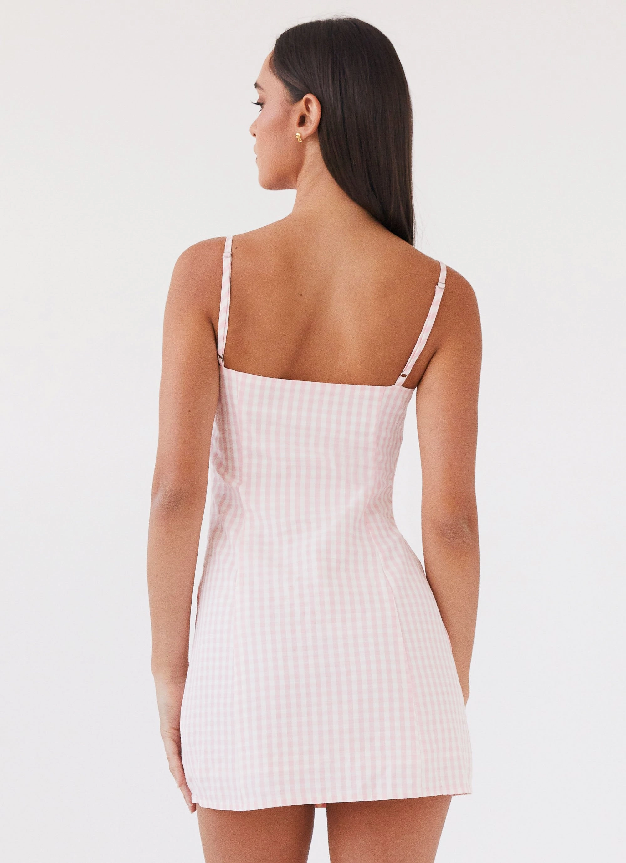 Bellissima Bustier Mini Dress - Pink Gingham Relax Form Pastel Sky