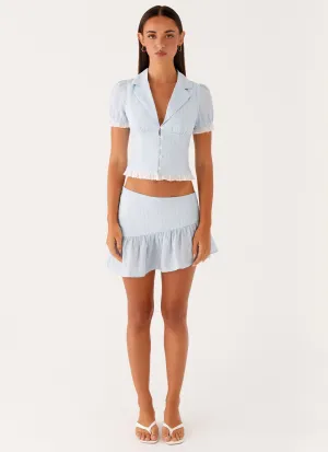 Bennett Mini Skirt - Blue White Stripe Lounge Fit Chic Design