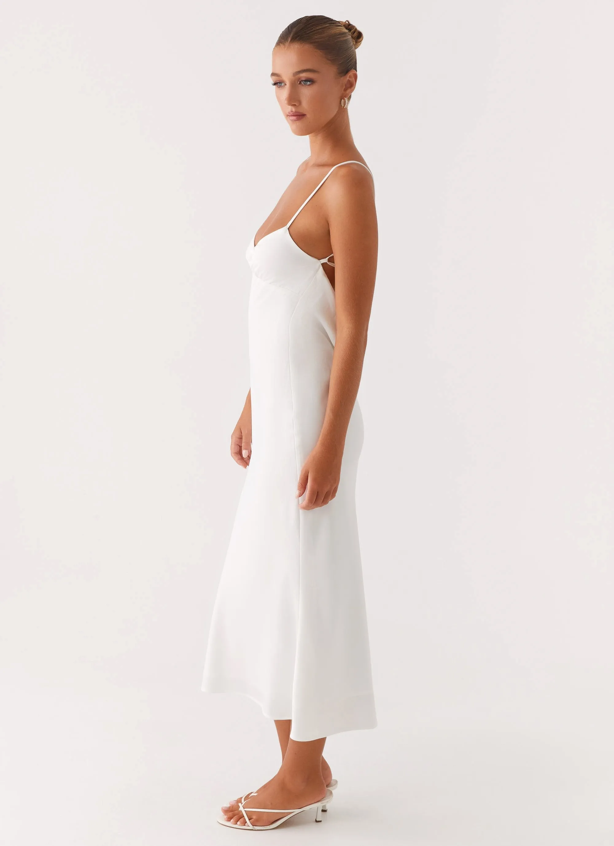 Bentley Midi Dress - White Mid Fit Minimalist-Style