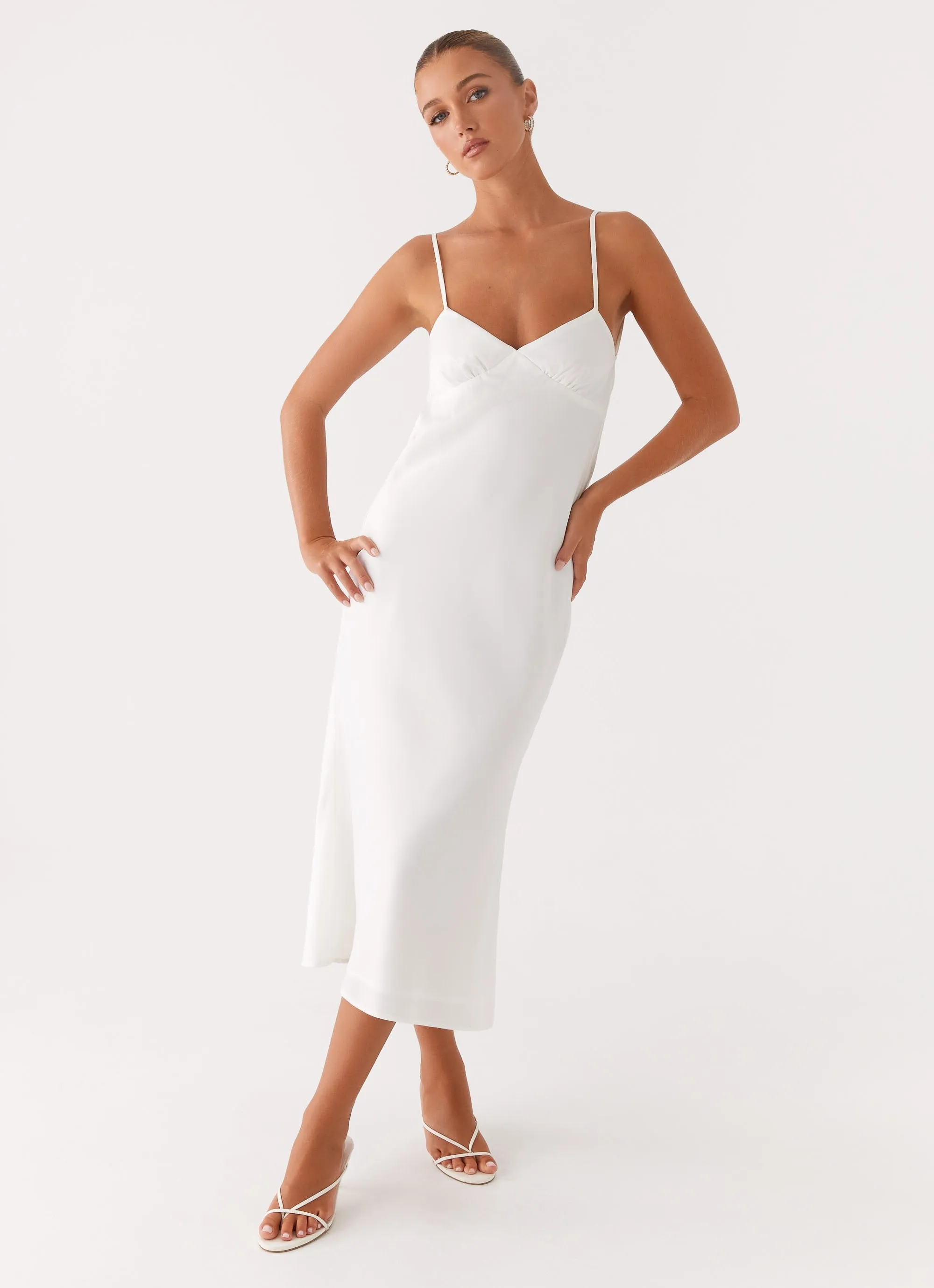 Bentley Midi Dress - White Perfect Layers Flattering Layer